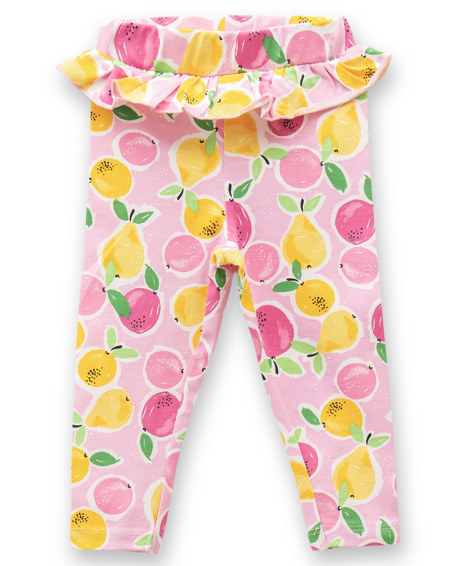 JusCubs Cotton Lycra Knit Fruits Printed & Frill Detailed Leggings - Pink-image-32