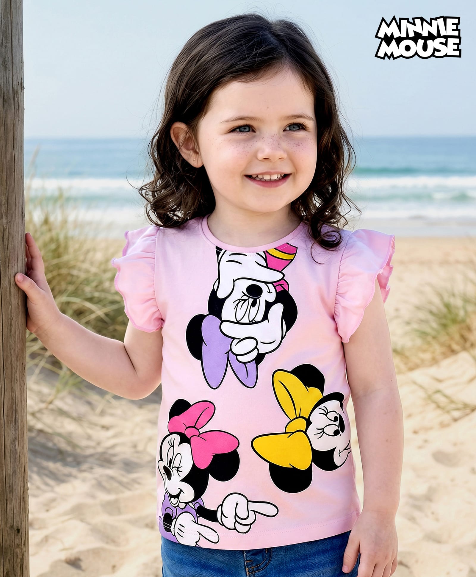 kookie kids india disney Kookie Kids Disney Single Jersey Knit Frill Sleeves T-Shirt with Minnie Mouse Print - Pink-picture-15