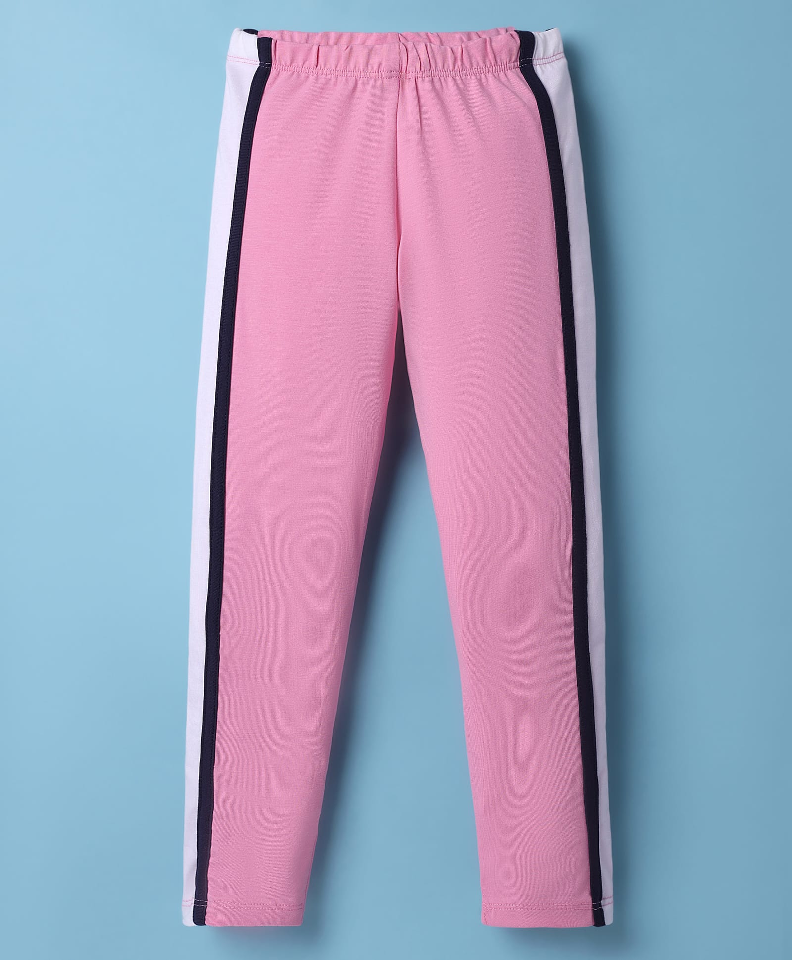 CrayonFlakes Cotton Knit Side Taped Leggings - Pink-image-23
