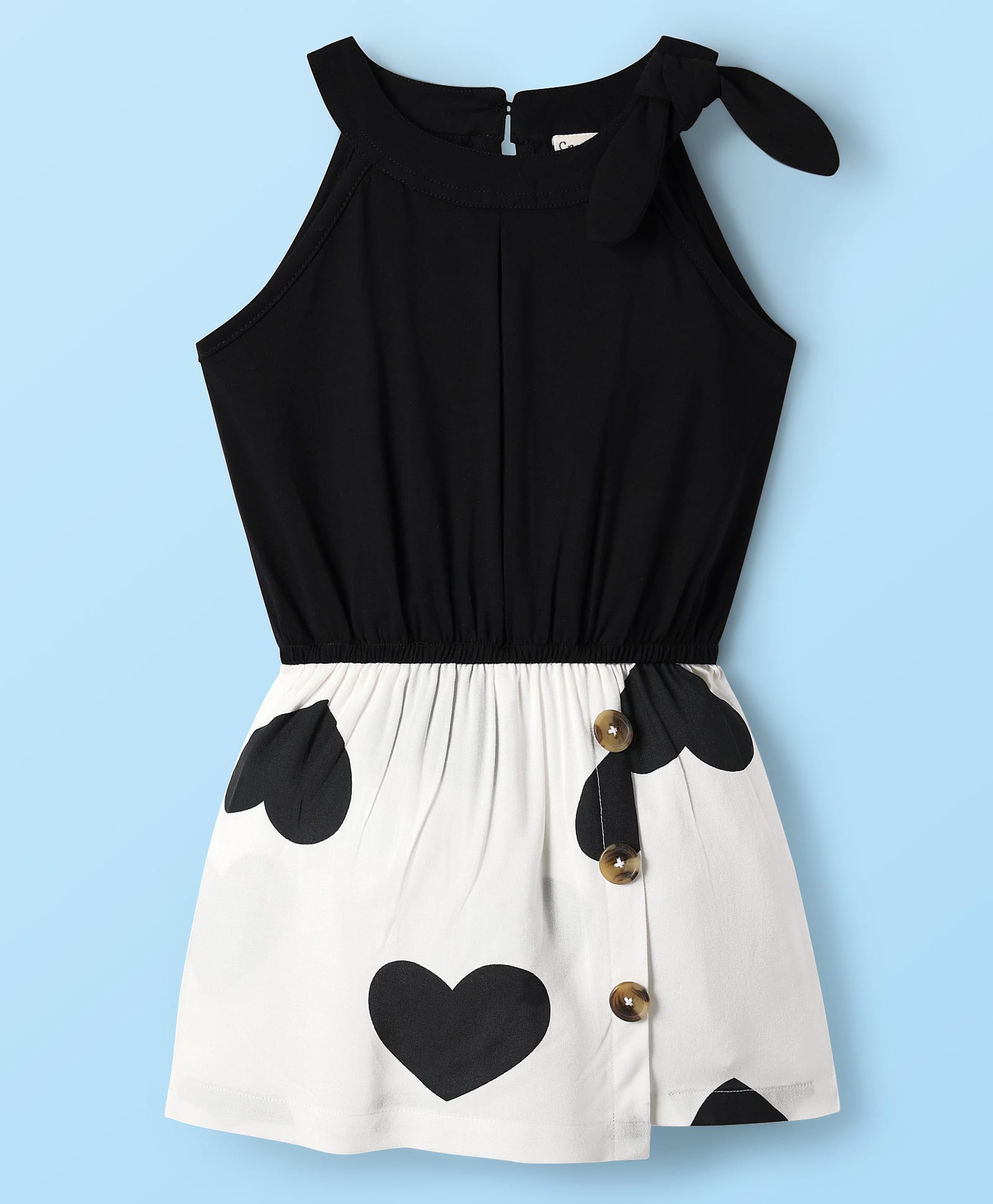 CrayonFlakes Knit Sleeveless Hearts Printed Jumpsuit - Off White-image-44