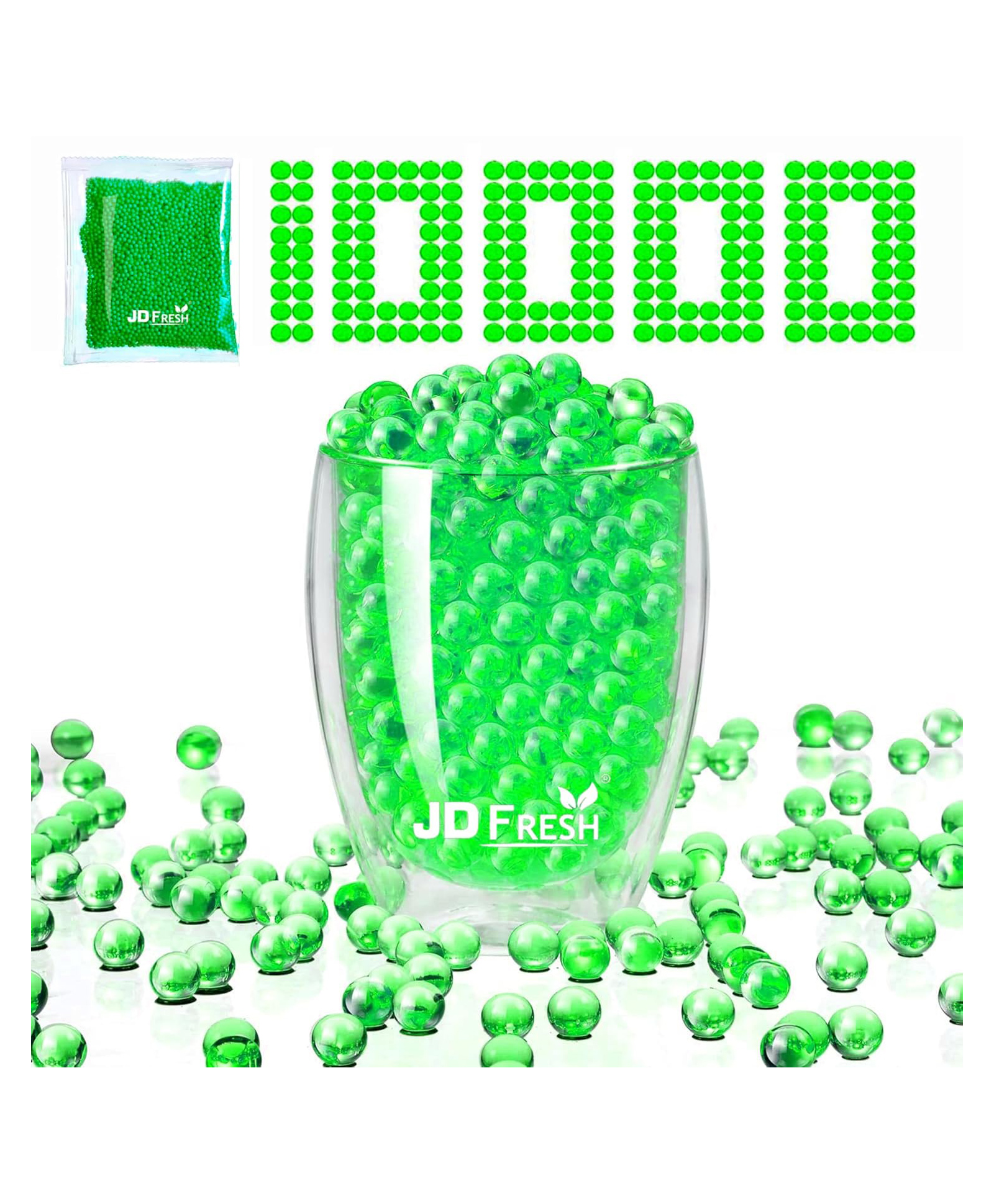 JD FRESH 10,000 Gel Blaster Bullets Eco-Friendly and Non-Toxic 7-8MM Water Beads - Green-image-17