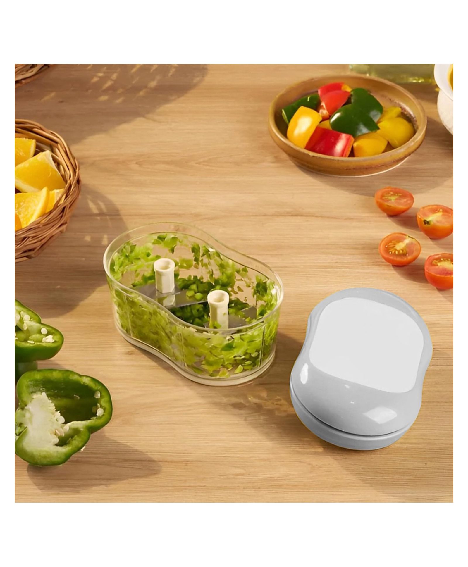 JD FRESH 1 PC 350 ml Chopper for Kitchen Use with 4 Sharp Stainless-Steel Blades for Fruits & Vegetable Cutter for Kitchen - White-image-3