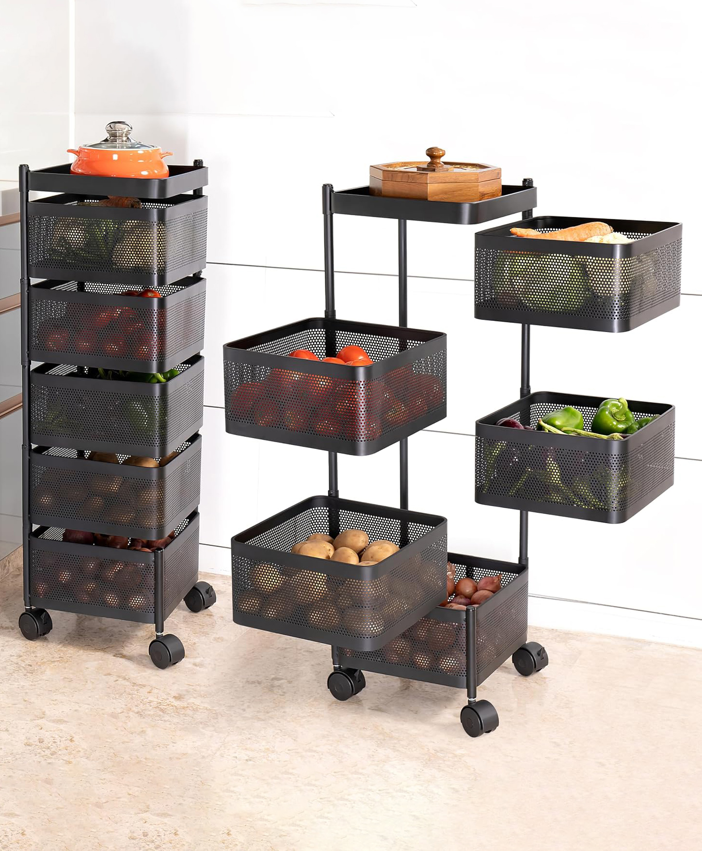 JD FRESH 5 Tier Kitchen Trolley With Wheels to Store Your Kitchen Accessories Items - Black-image-19