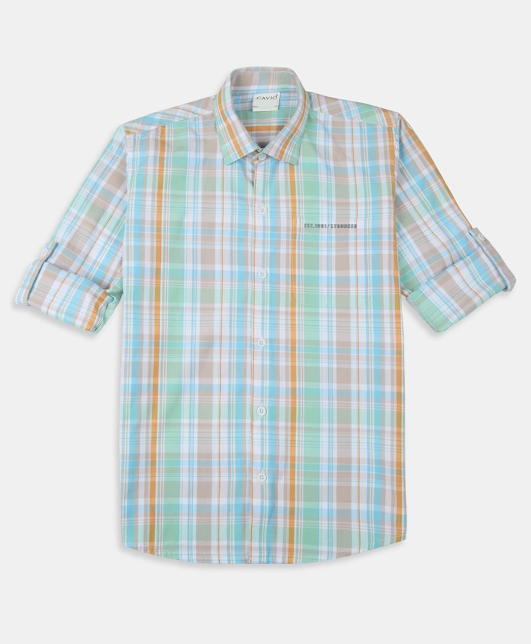 CAVIO Cotton Woven Full Sleeves Checked Shirt - Orange-picture-23