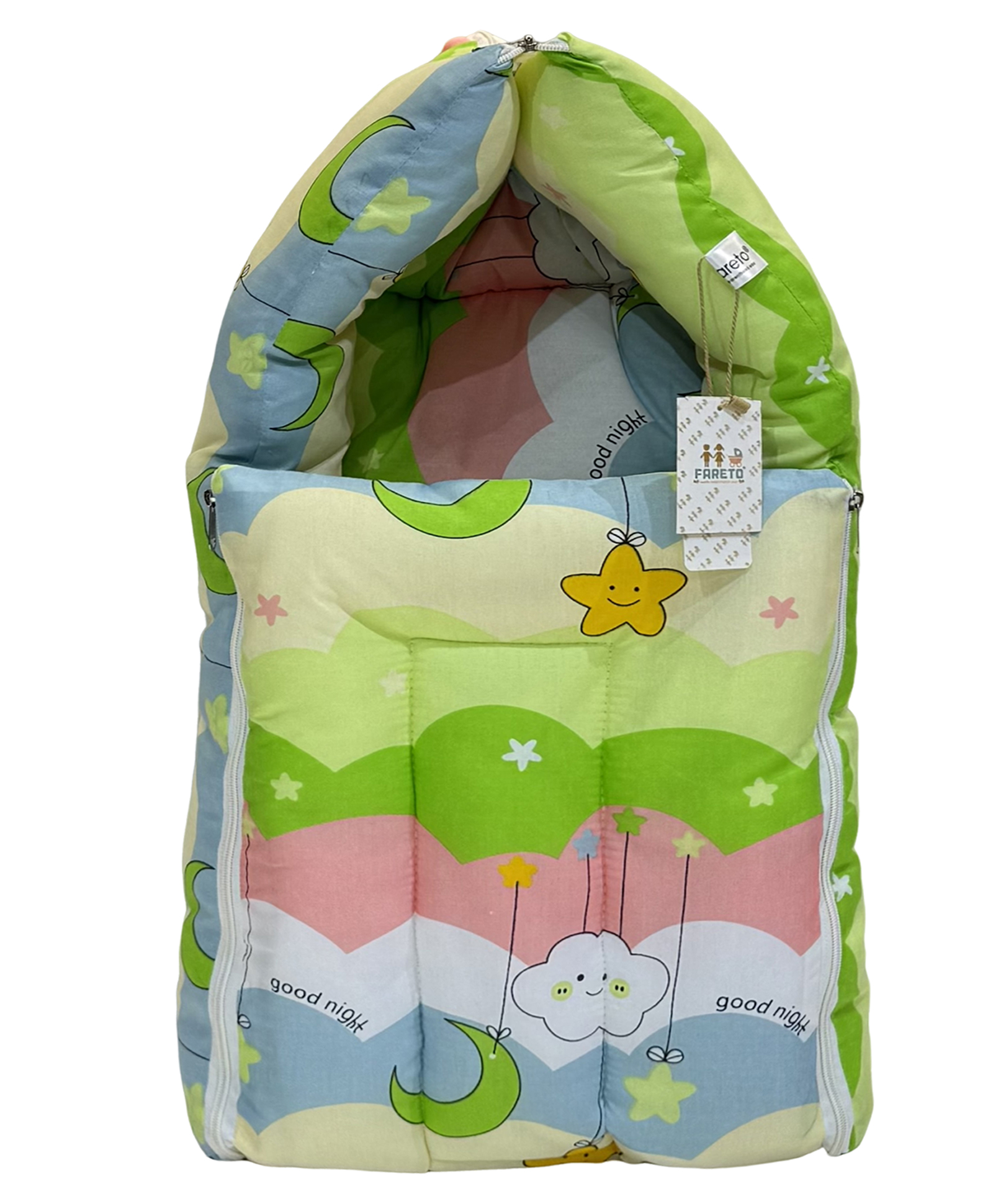 Fareto Baby 3 in 1 Carry Bag Cum Sleeping Bag Cum Mattress Bed ,Green-image-18