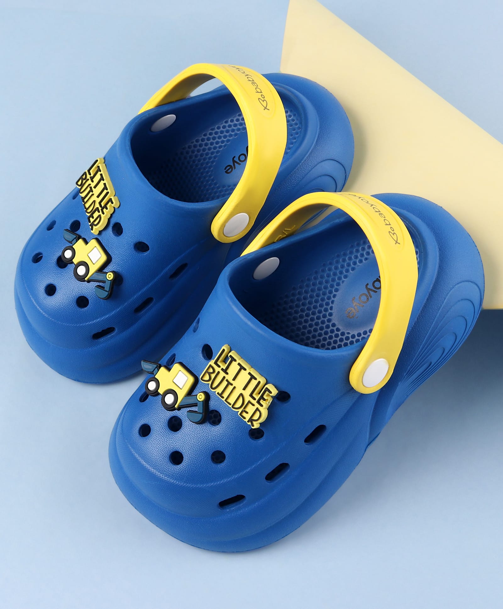Babyoye Clogs With Vehicle Applique - Blue