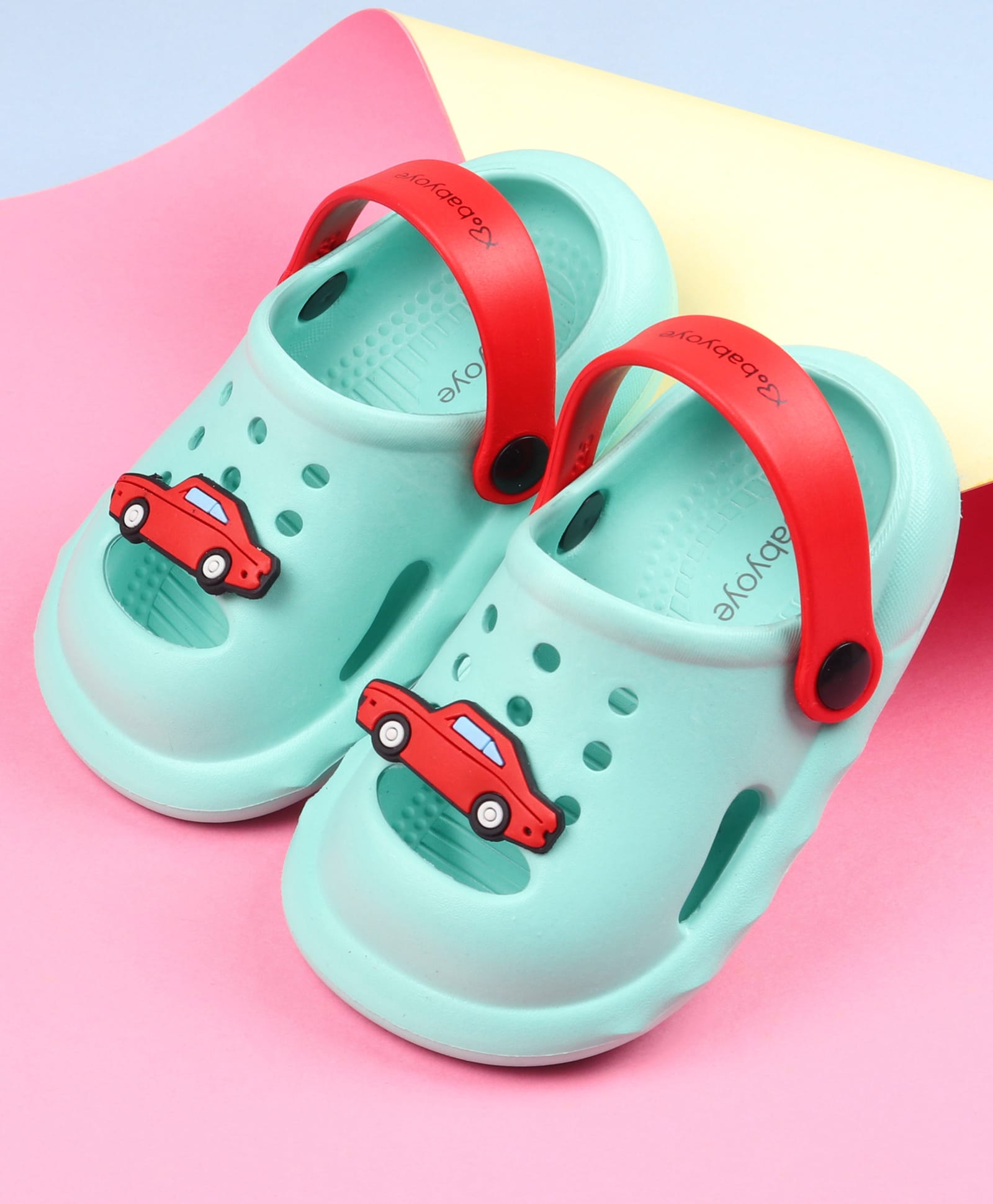 Babyoye Clogs With Vehicle Applique - Sea Green-image-23