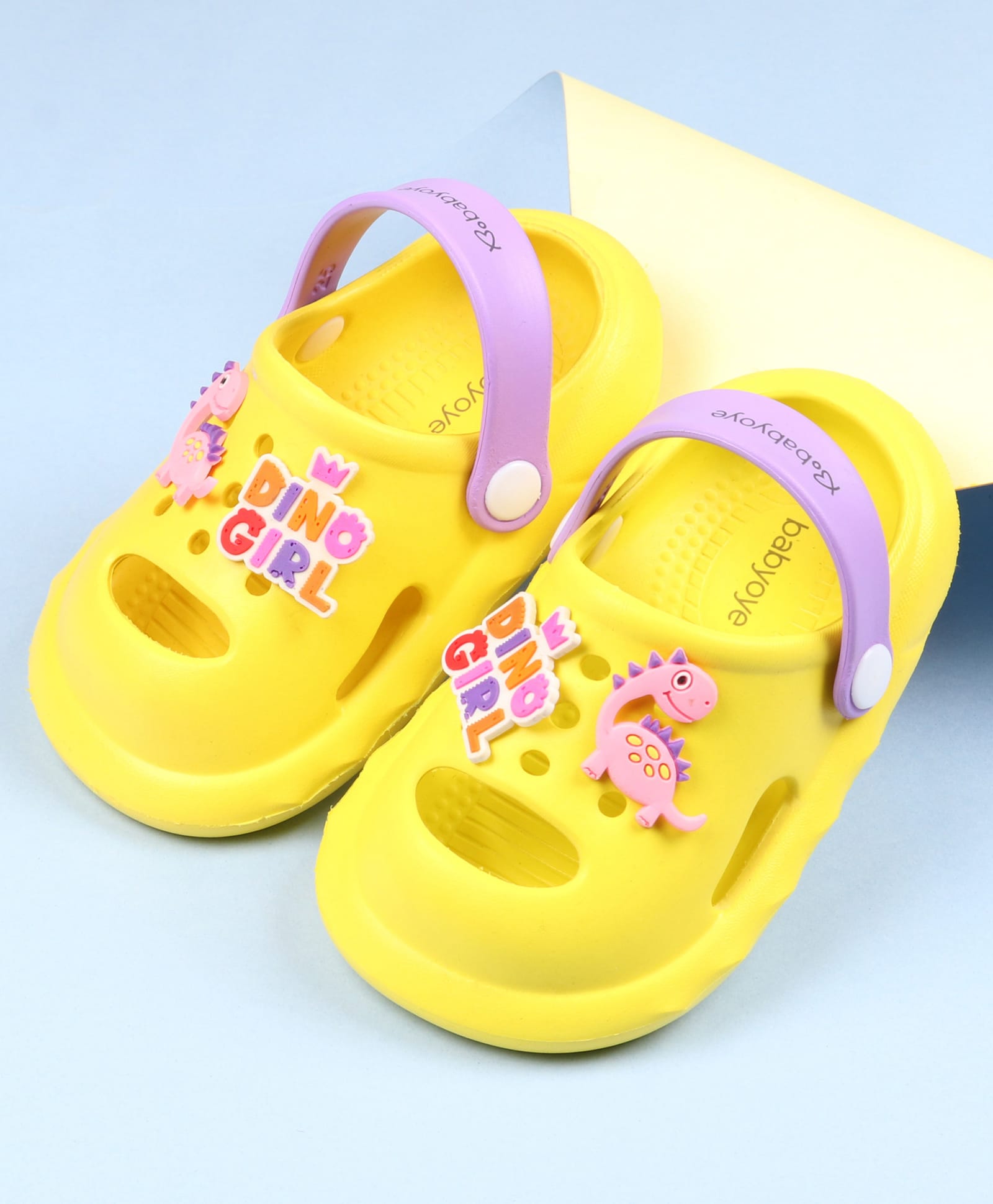 Babyoye Clogs With Dino Applique - Yellow