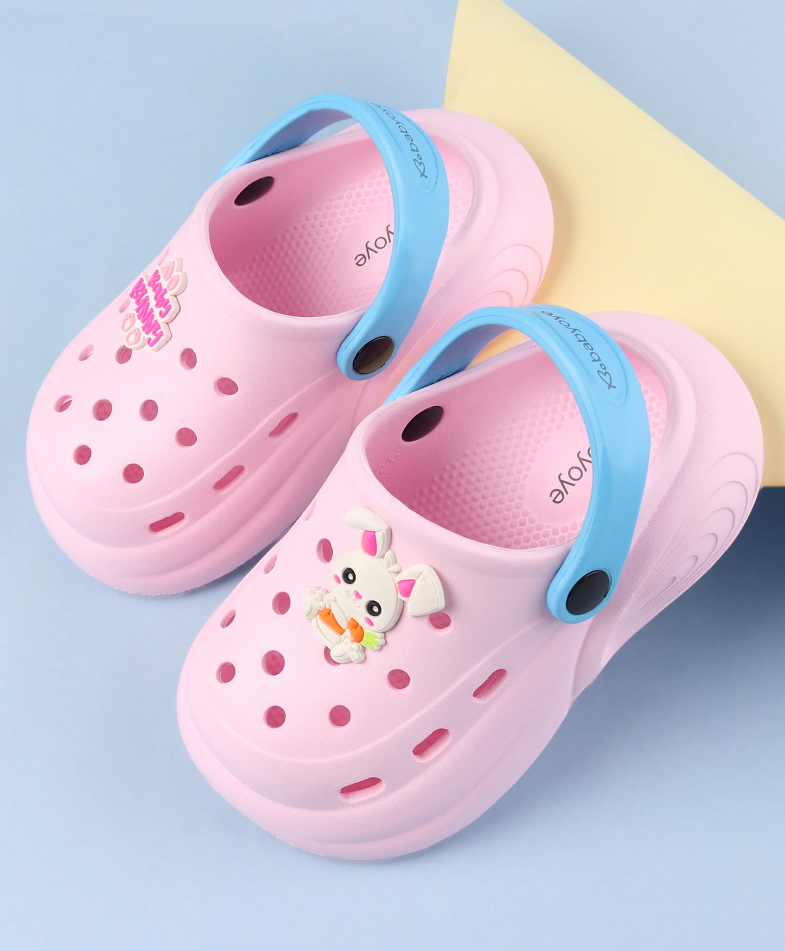 Babyoye Clogs With Bunny Applique - Pink