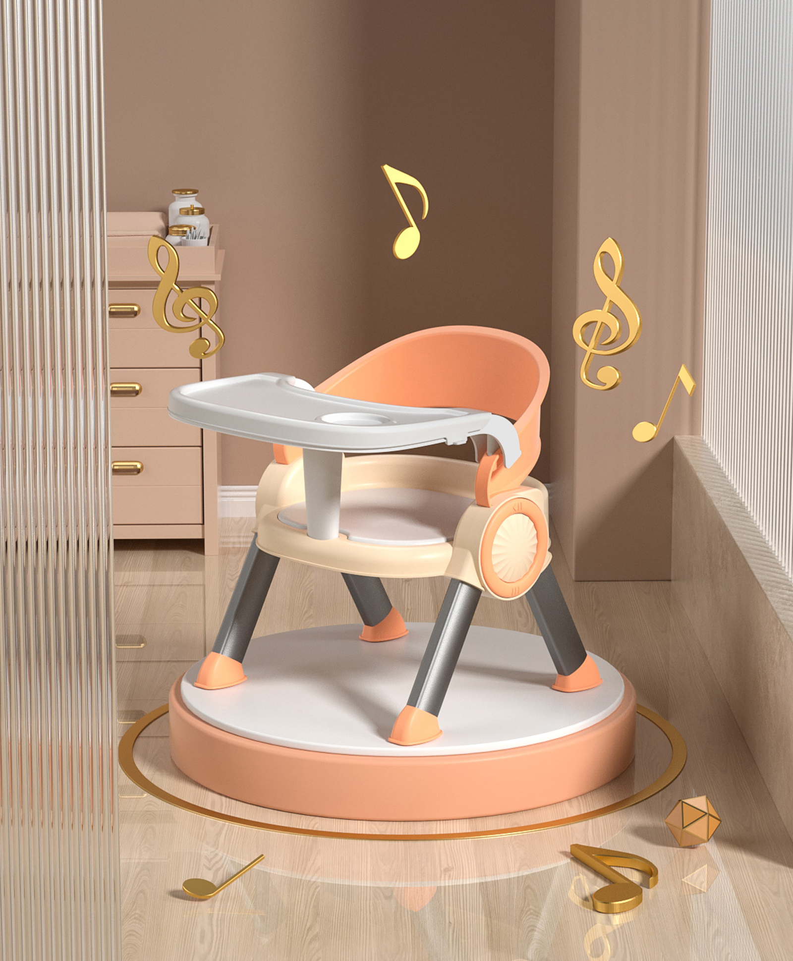 Babyhug Kids Feeding Chair with Removable Food Tray| Easy Assembly| Home & Classroom Use| Ideal for Indoor & Outdoor| Soft Seat| Home & Classroom Use| Comfortable Backrest| Dining Chair- Orange-image-0