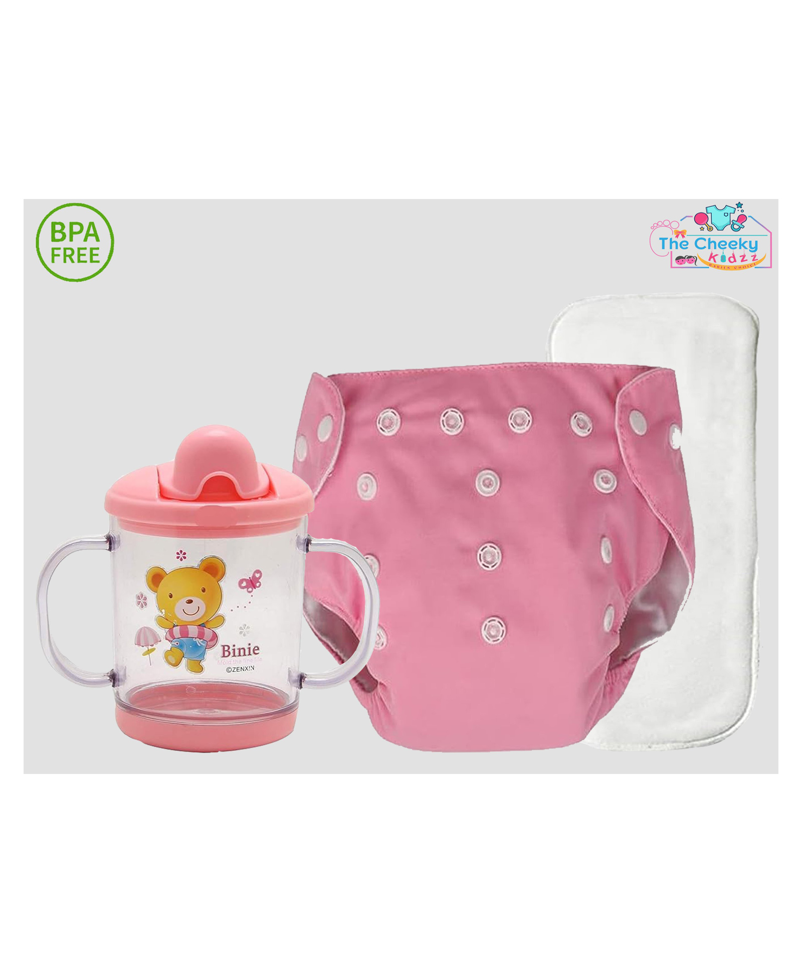 The Cheeky Kidzz Baby Pocket Style Button Reusable Cloth Diaper With Bamboo Microfiber Insert With Printed Spout Sipper BPA Free - 200 ml-image-30