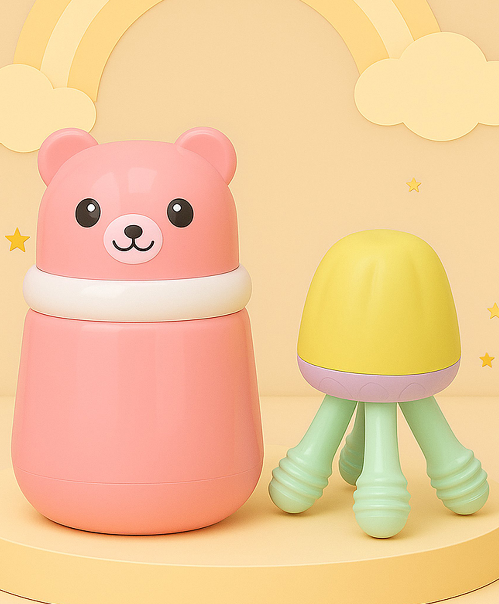 The Cheeky Kidzz Baby Skin Care Powder Talcum Puff Case Container Box With Soft Silicone Fresh Fruit Vegetable Octopus Feeder Nibbler Teether (MULTI)-image-48