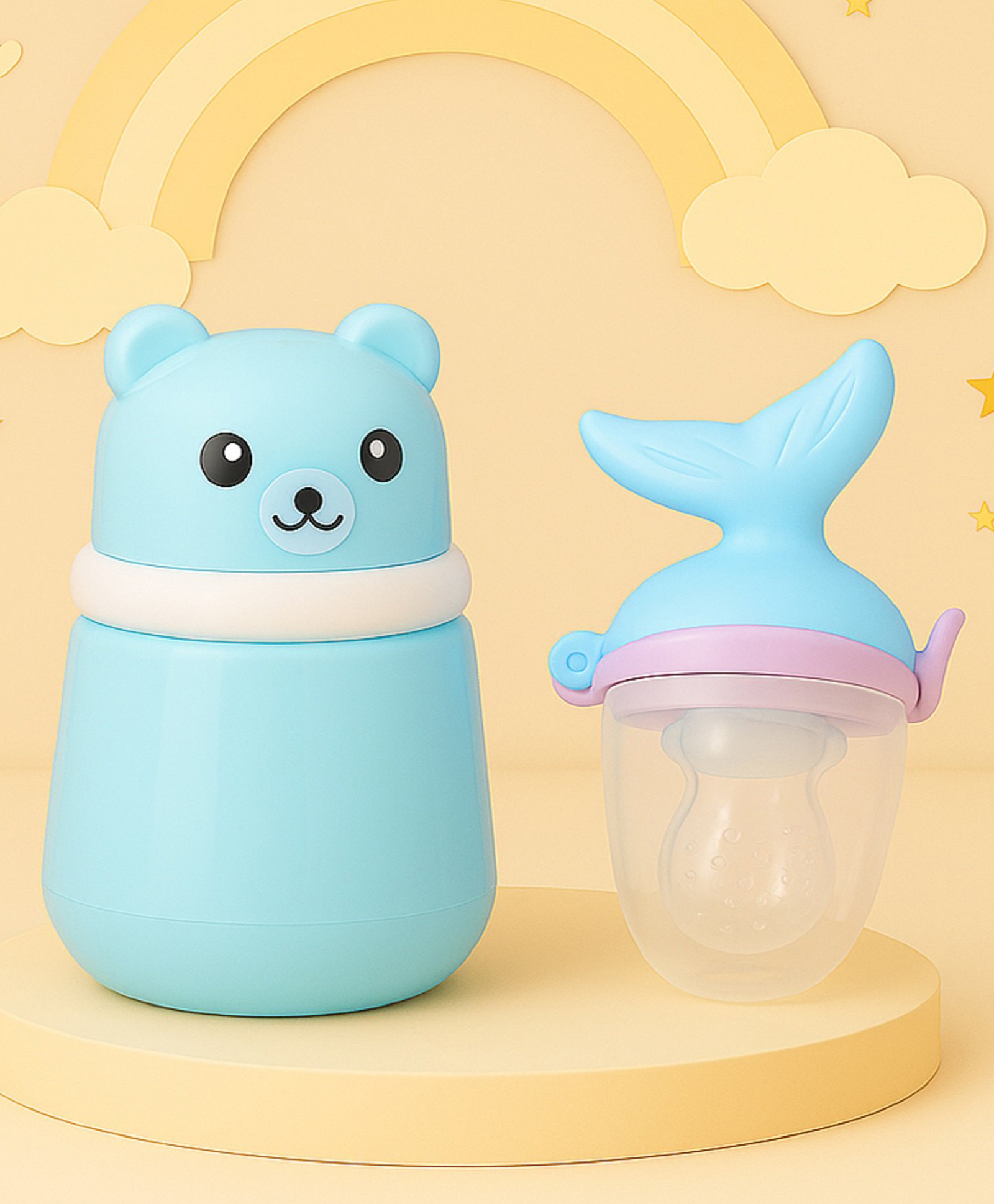 The Cheeky Kidzz Baby Skin Care Powder Talcum Puff Case Cum Container Box | Fruit Vegetable Food Feeder Fish Shape Nibbler Teether BPA Free(ASSORTED)-image-27