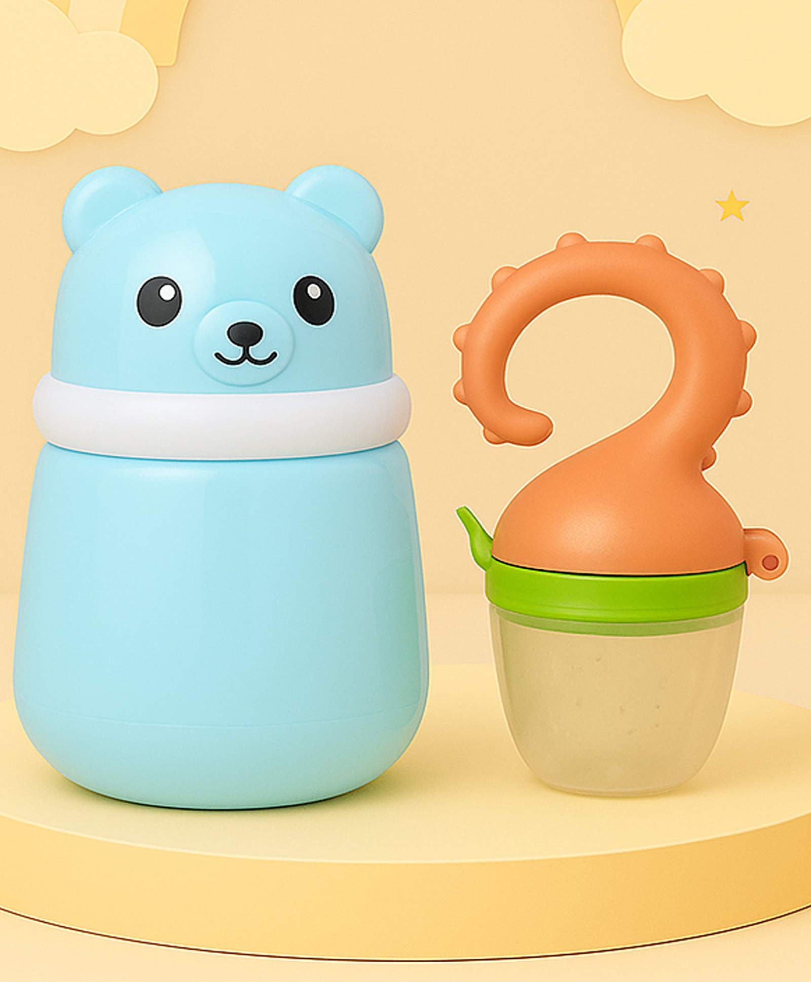 The Cheeky Kidzz Baby Skin Care Powder Talcum Puff Case Cum Container Box | Fruit Vegetable Food Feeder Soother Nibbler Teether BPA Free(ASSORTED)-image-9