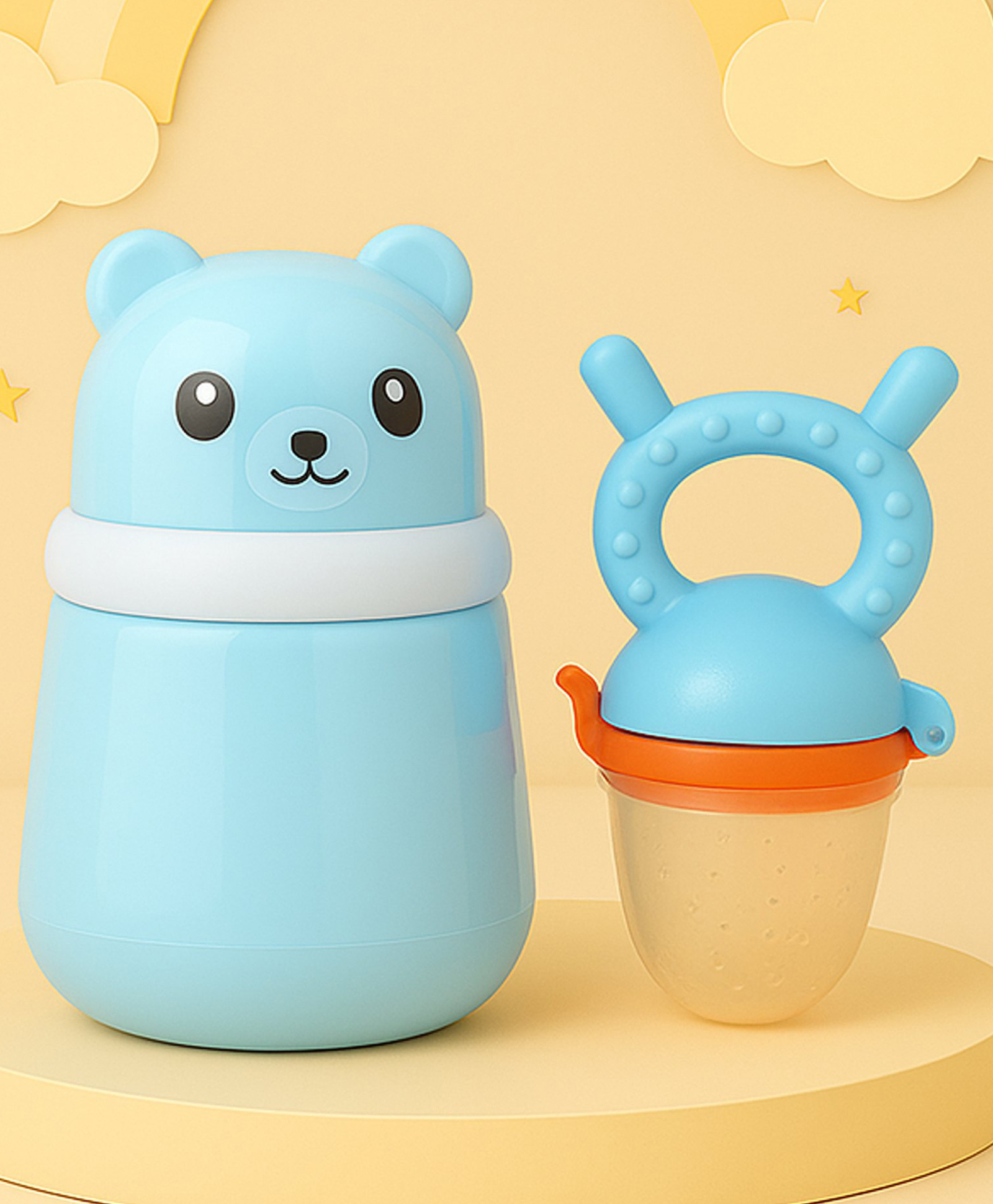 The Cheeky Kidzz Baby Skin Care Powder Talcum Puff Case Cum Container Box | Fresh Fruit Vegetable Food Soother Nibbler Teether BPA Free(ASSORTED)-image-46