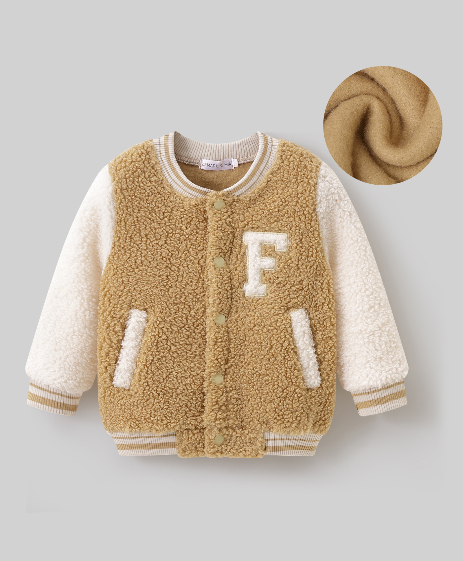 Mark & Mia Full Sleeves Fur Bomber Jacket with Pocket & Patch Detailing - Light Brown-picture-24