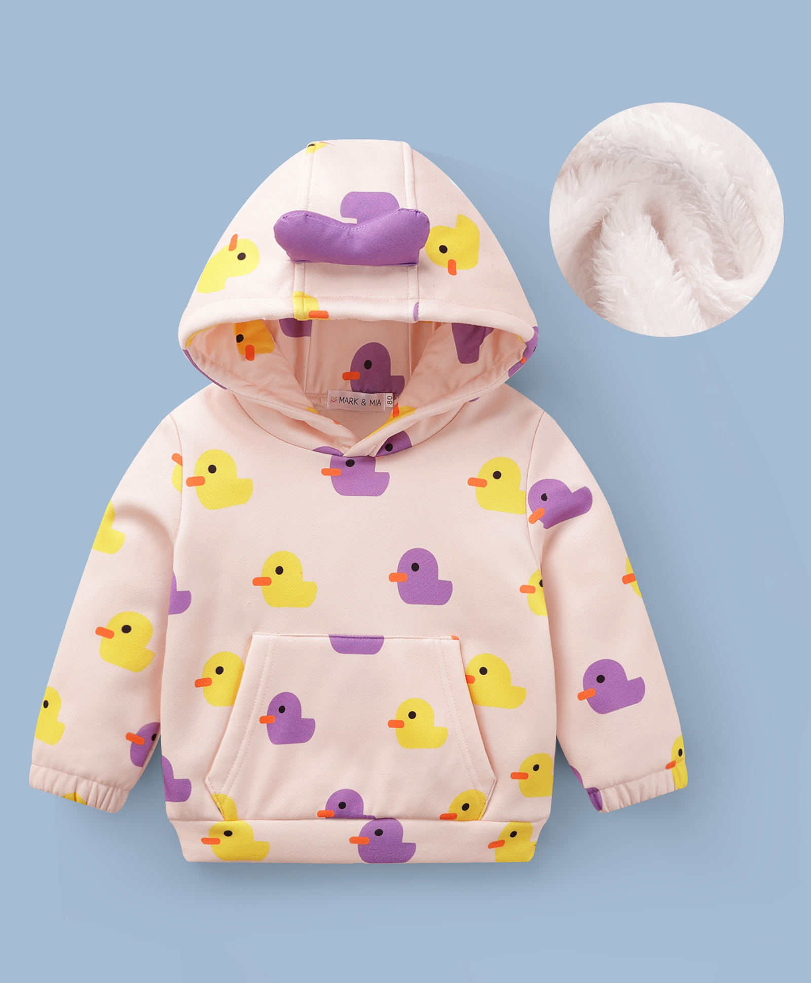 Mark & Mia Full Sleeves Hooded Sweatshirt With Duck Print & Kangaroo Pockets - Beige-picture-25