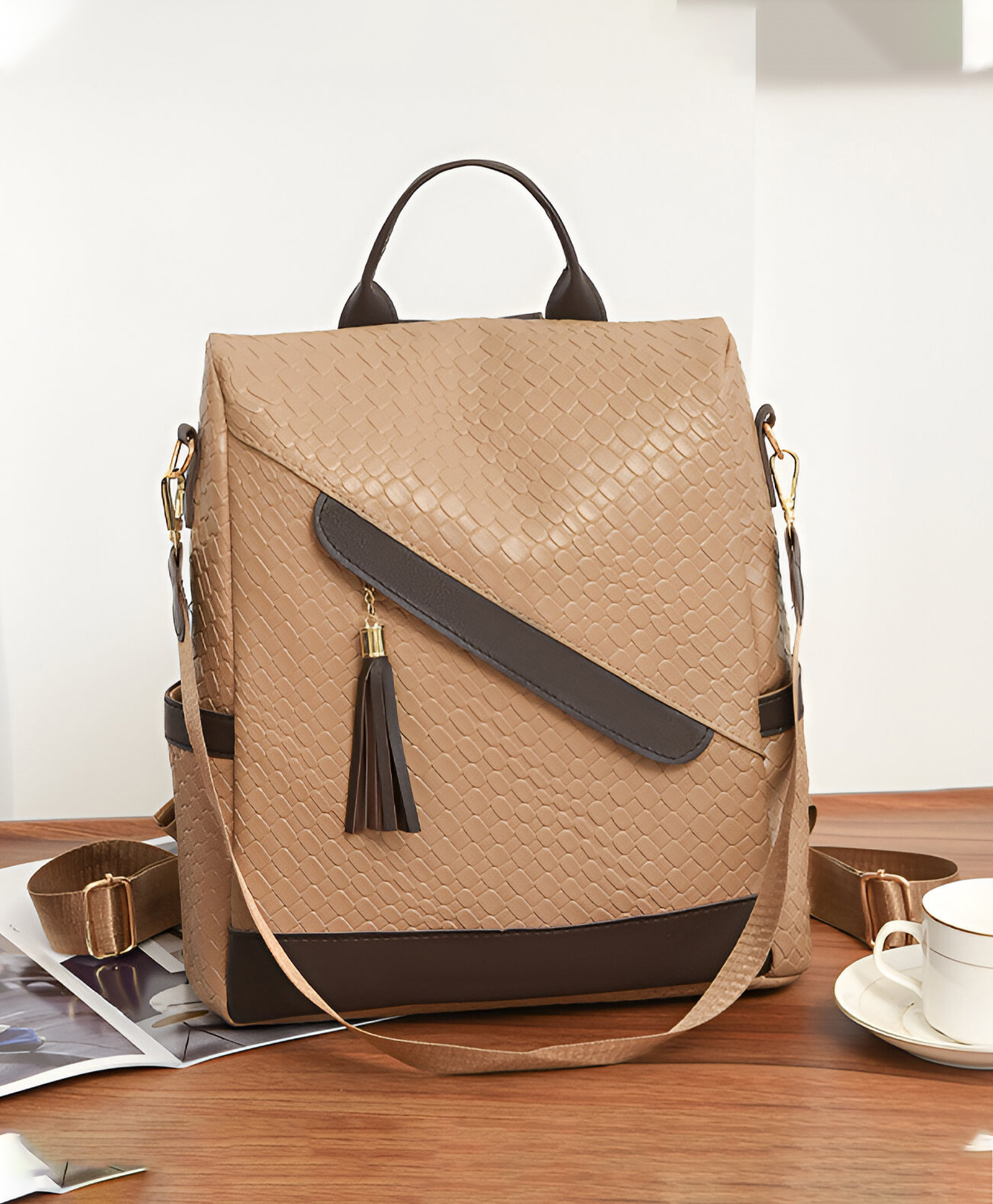 SYGA Women's Casual Small Backpack, Cross Border Style (Khaki)-image-7