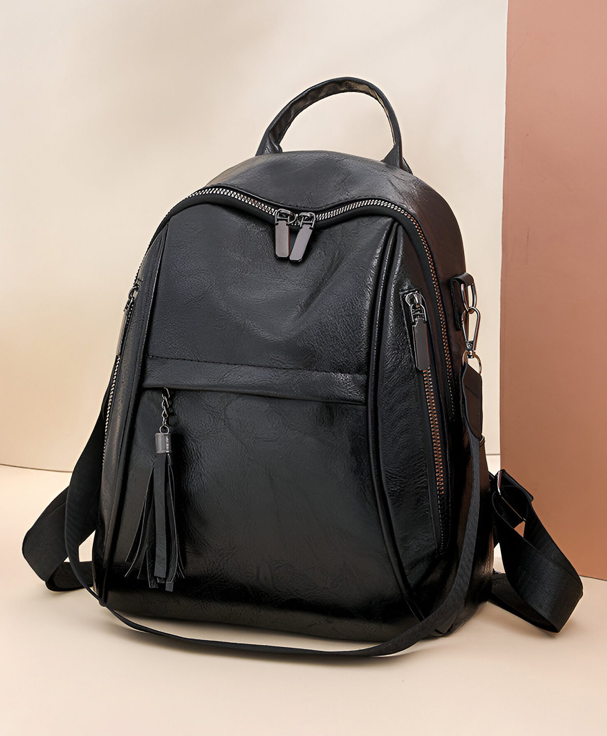 SYGA Multi-Pocket Women's Backpack | Travel & Casual Backpack with Tassel Charm(Black)-image-36