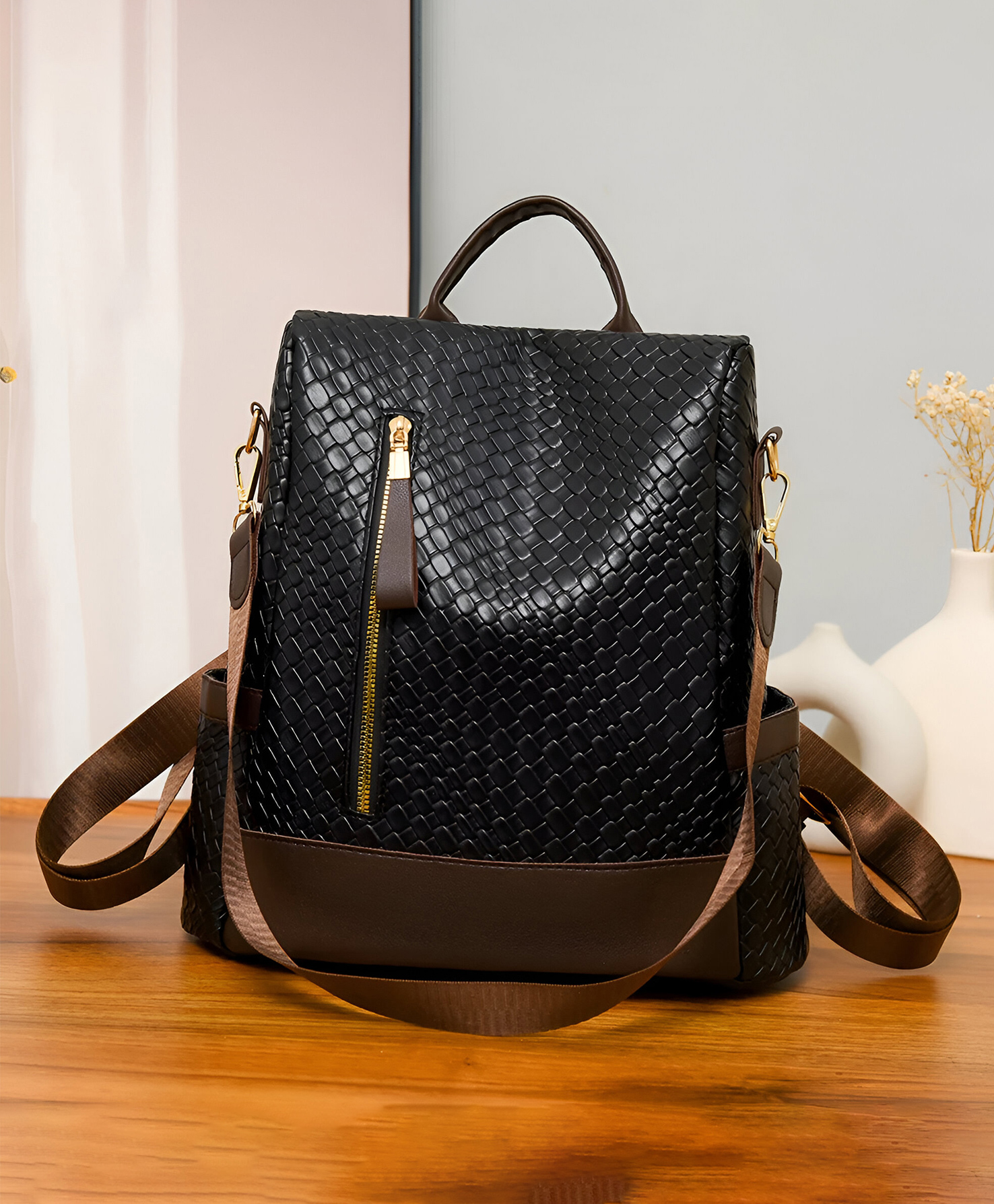 SYGA Women Embossed Backpack Lightweight, Burden-Reducing Design with Digging Outer Pockets for Daily Use(Black)-picture-25