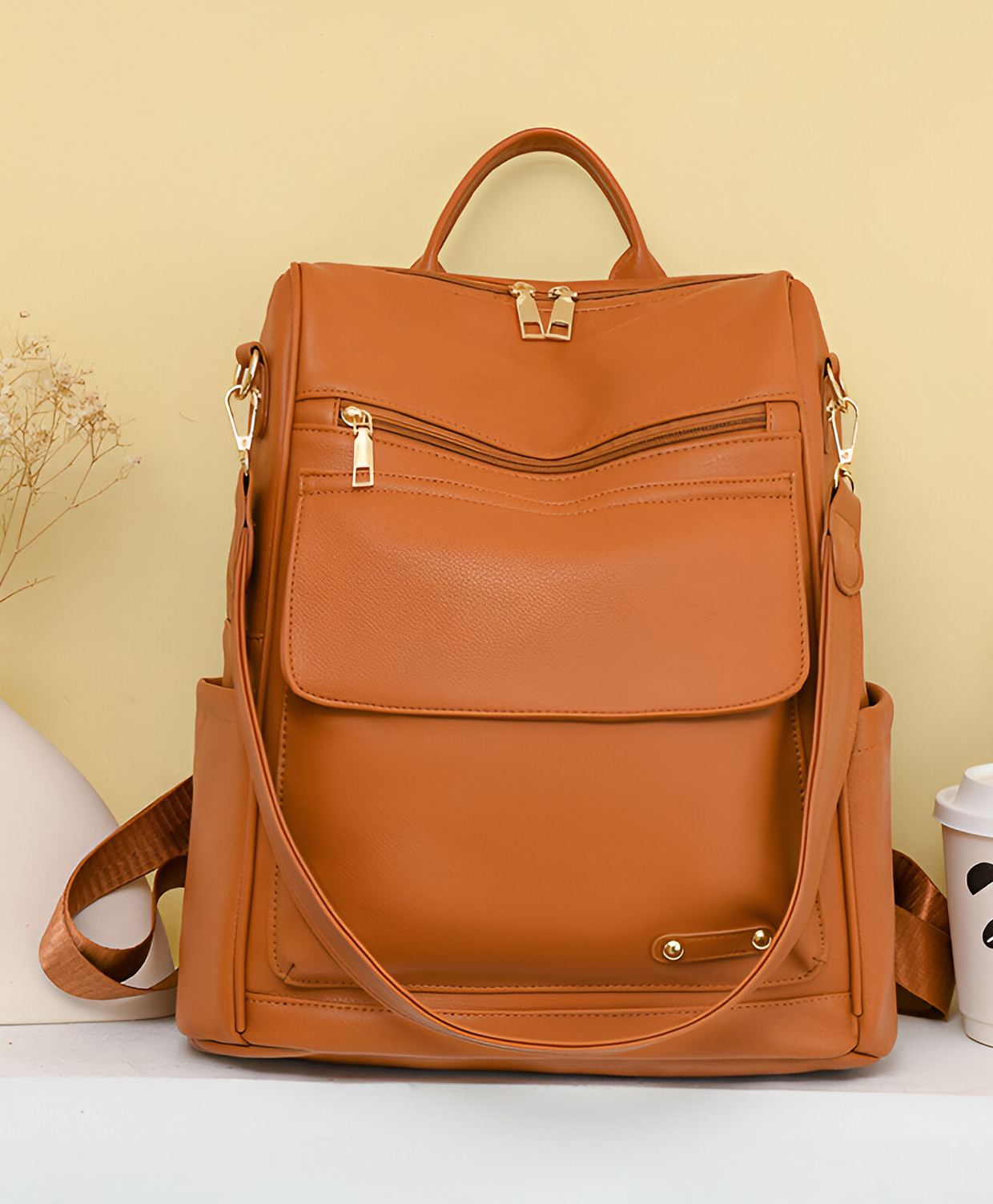 SYGA Women Breathable Soft Backpack Stylish Daily Companion with Neat Stitching & Functional Pockets(Brown)-image-33