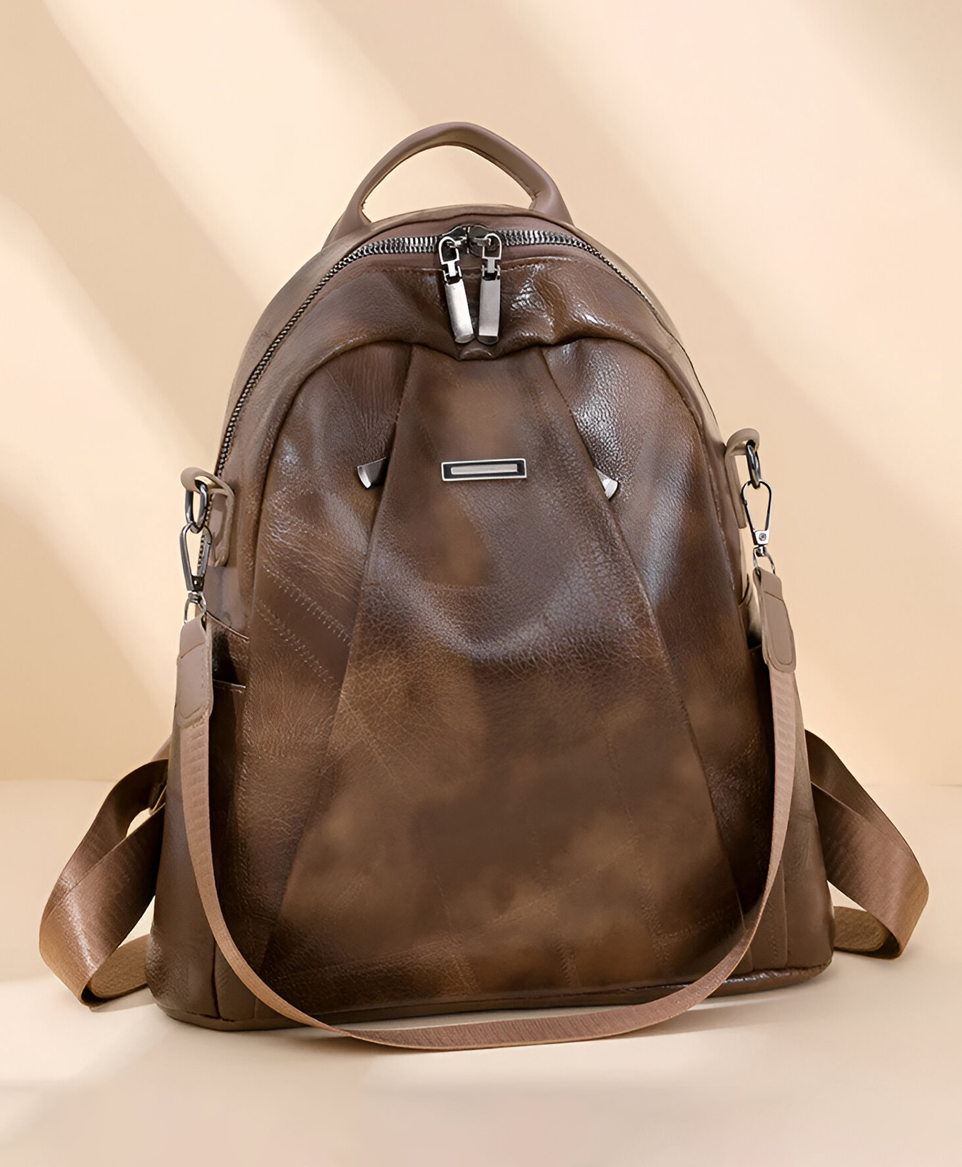 SYGA Women Soft Backpack Breathable Daily Style with Fine Stitching & Smart Storage Pockets(Light Brown)-image-1