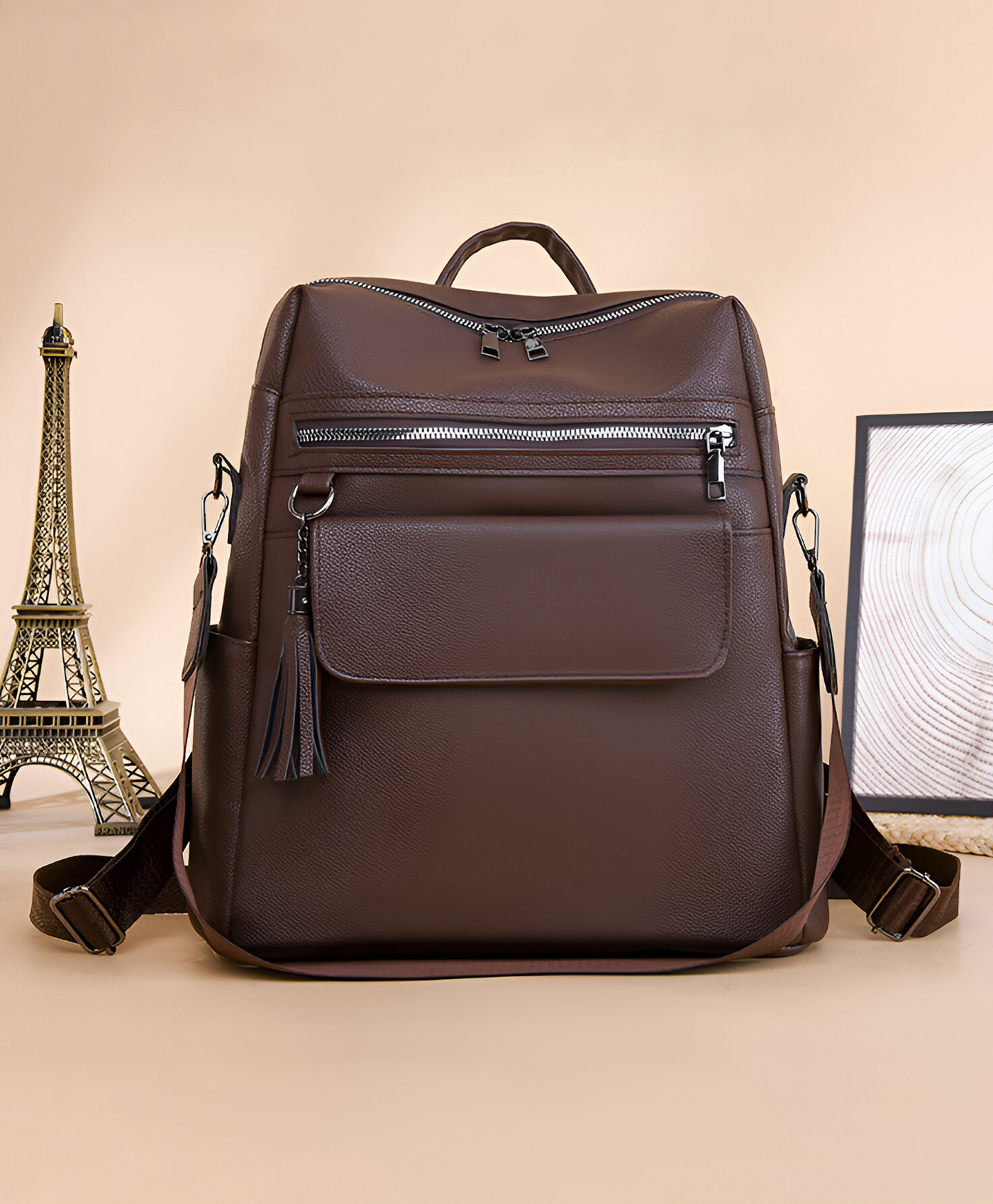 SYGA Women Breathable Soft Backpack Everyday Style with Practical Inner Pockets (Dark Brown)-image-18