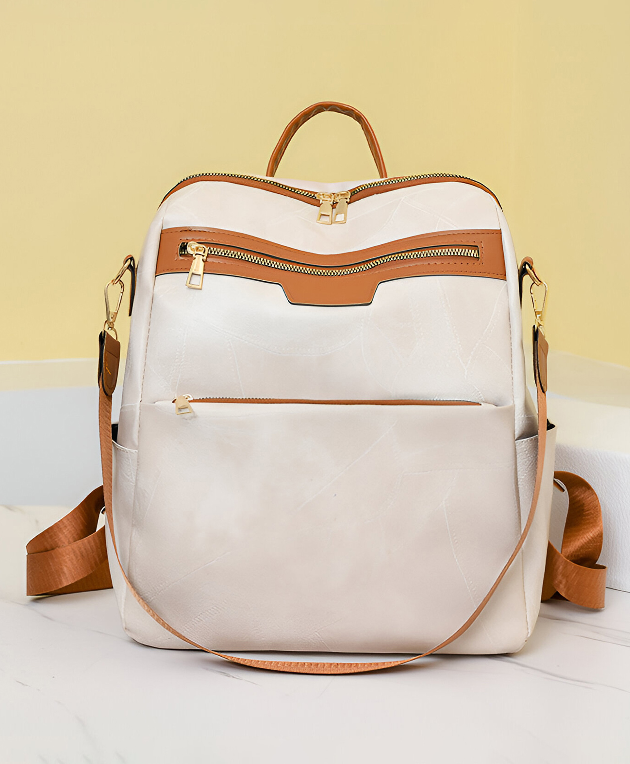 SYGA Women's Backpack With Printed Design, Crossbody Travel Bag (White)-image-35