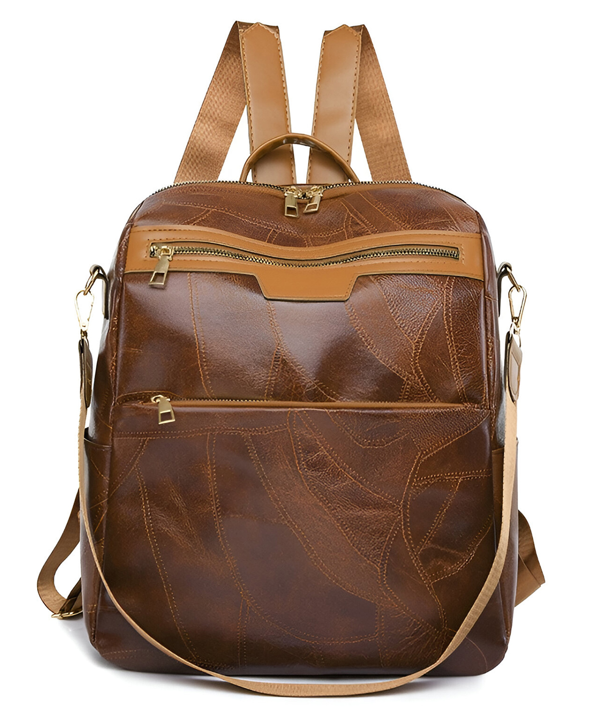 SYGA Women's Backpack With Printed Design, Crossbody Travel Bag (Brown)-image-31