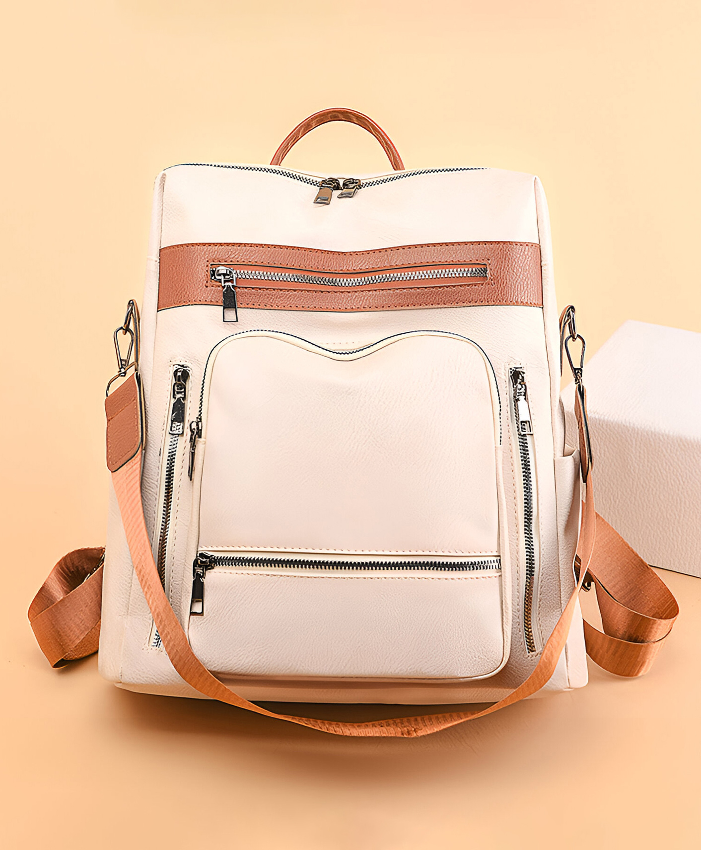 SYGA Women's Backpack Leisure Style , With Multiple Chain (White)-picture-16