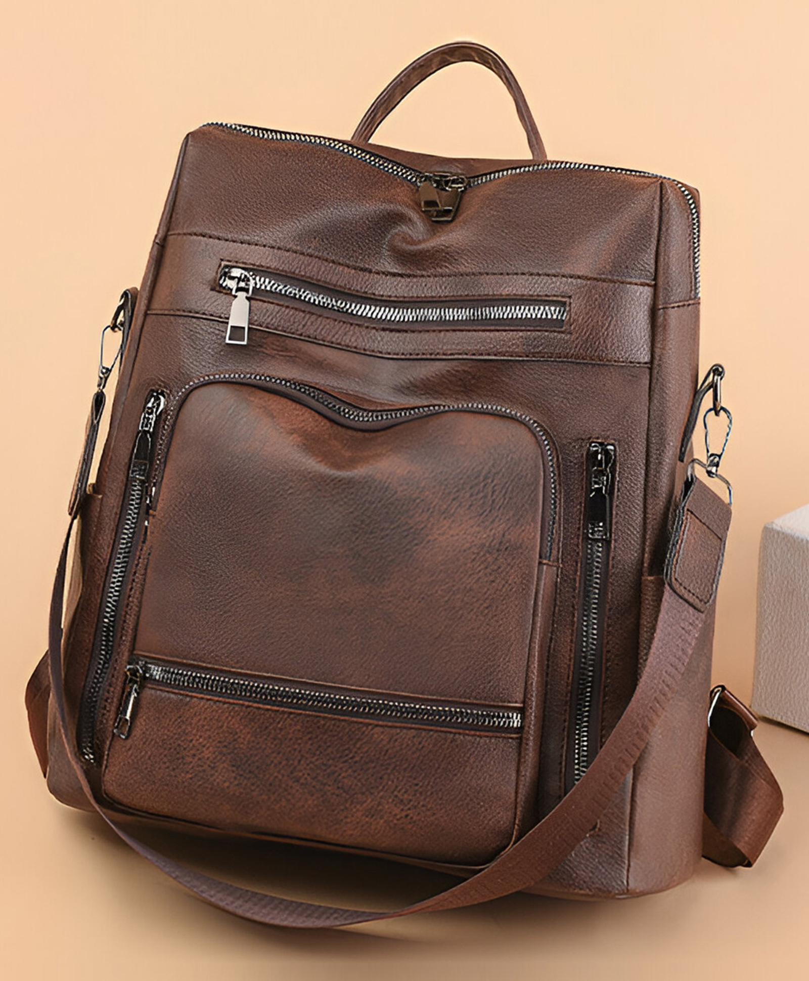 SYGA Women's Backpack Leisure Style , With Multiple Chain (Dark Brown)-image-43