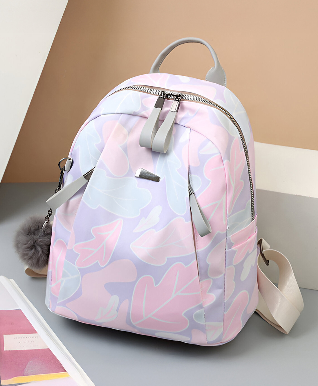 SYGA Women's Fashionable Backpack with Soft Structure, Zipper Closure, and Multiple Pockets for Daily Use(Pink)-picture-14