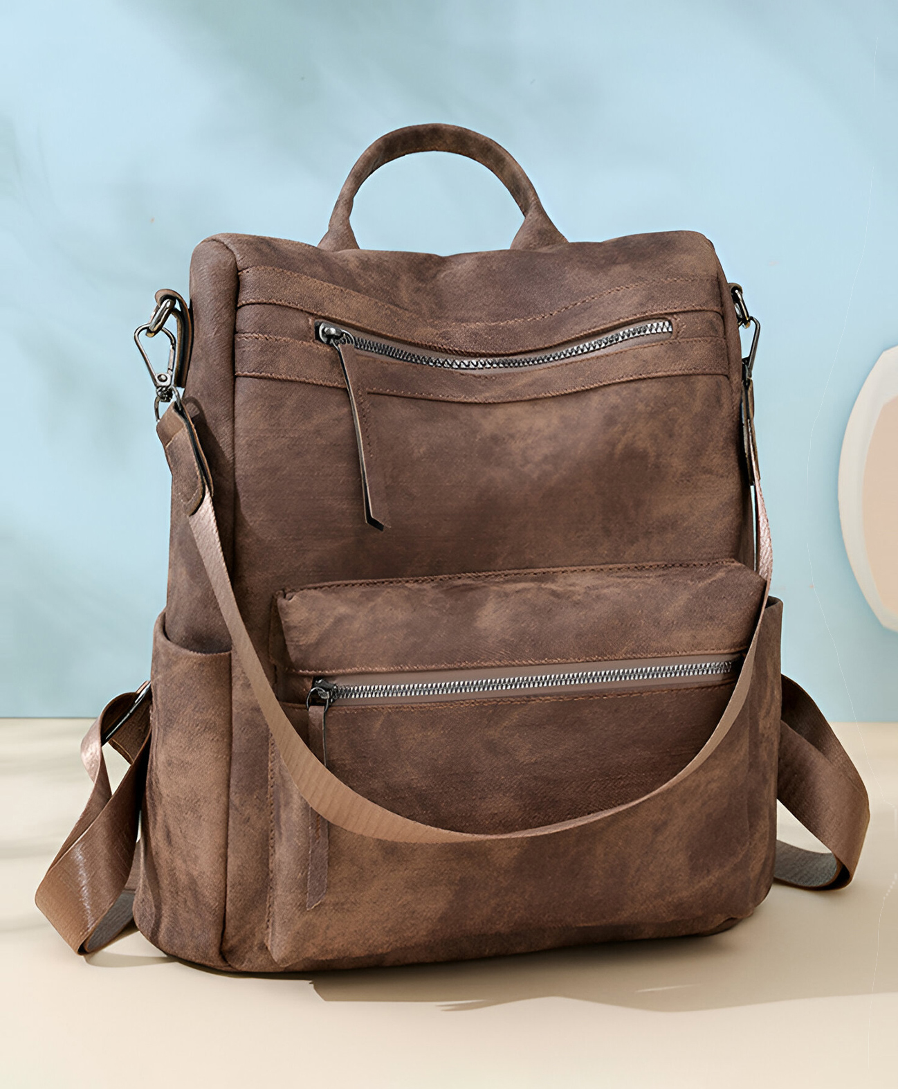 SYGA Women's Fashionable Backpack, Dual-purpose Anti-theft Bag(Brown)-picture-22