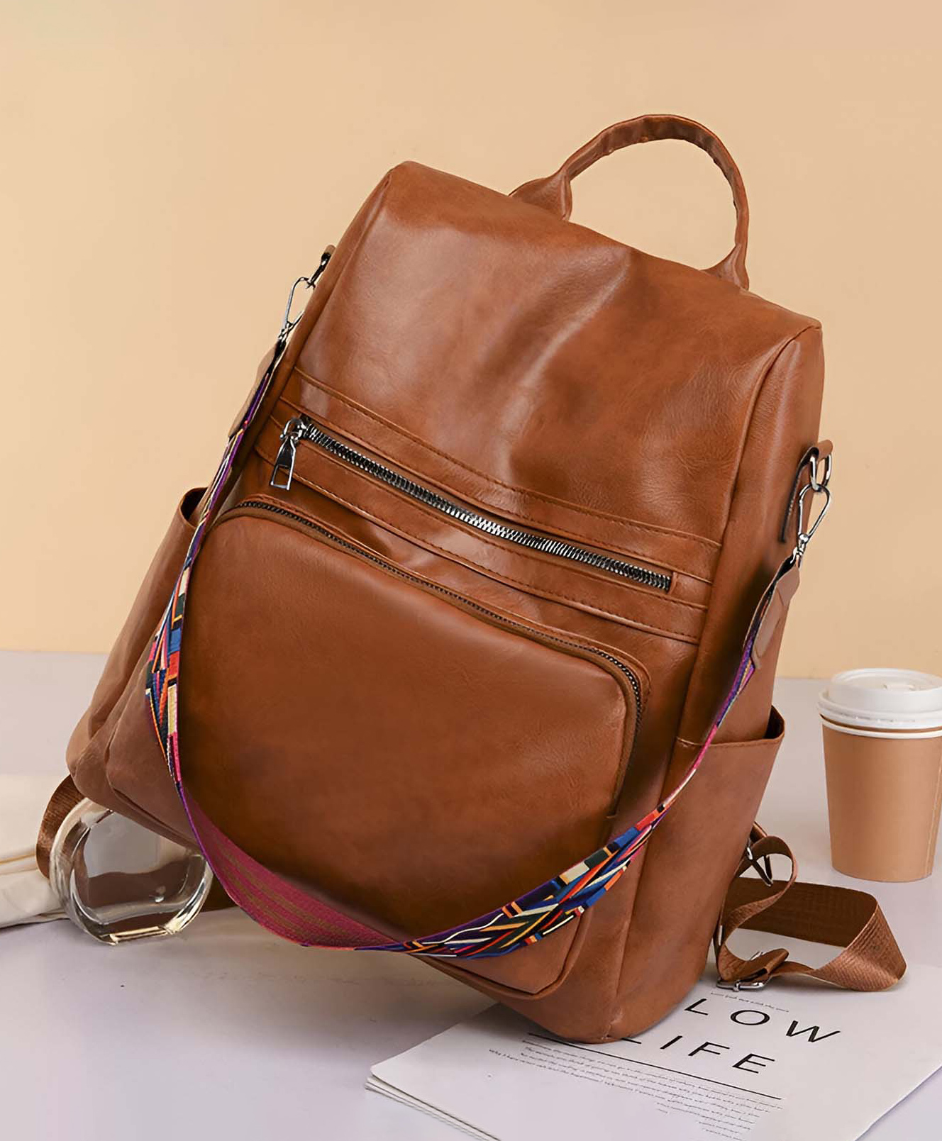 SYGA Women's Backpack, Cross Border Anti-Theft Simple Travel Bag (Brown)-picture-23