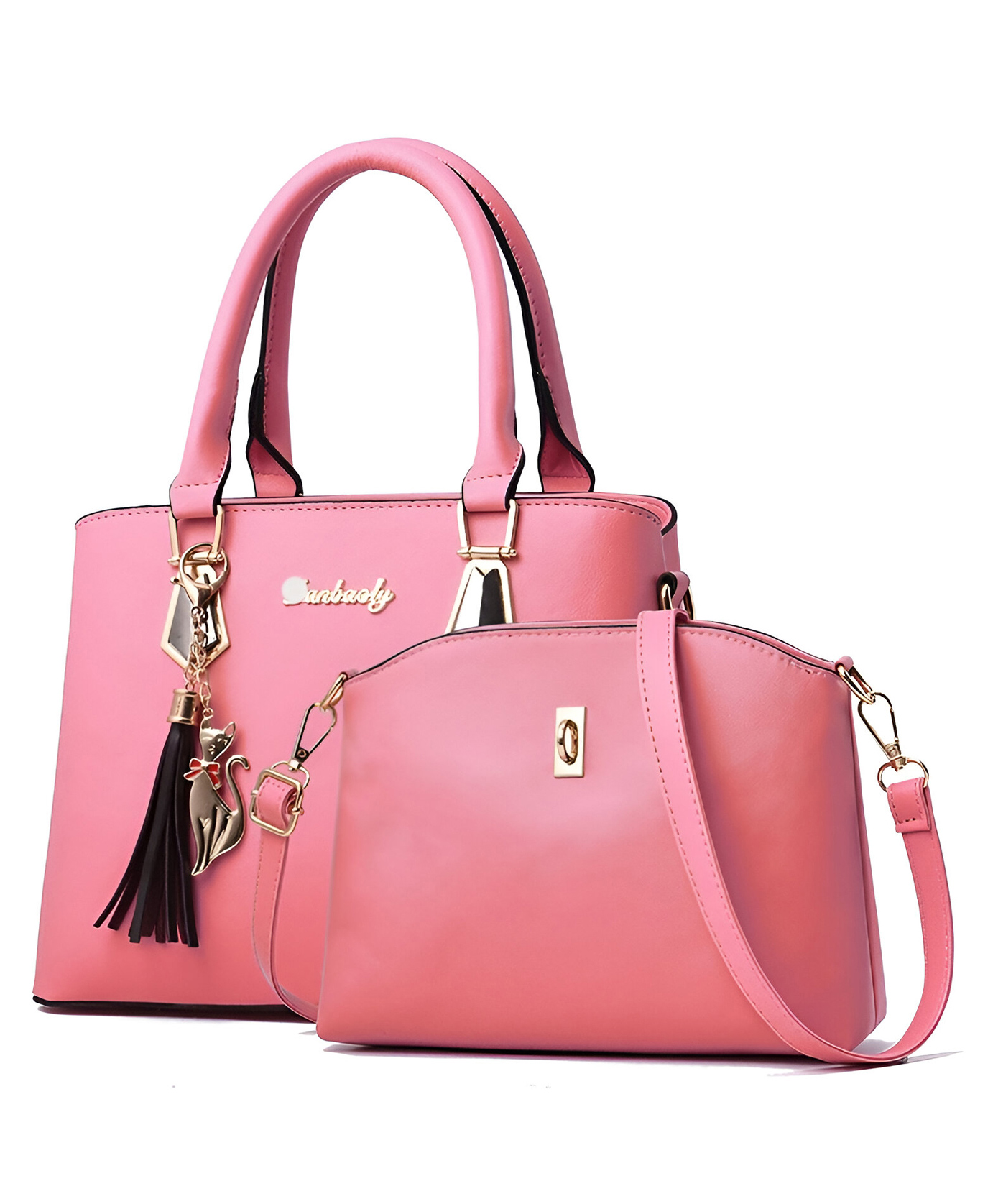 SYGA Women's 2-Piece Handbag & Crossbody Bag Set | Stylish PU Leather Bag (Pink)-image-31