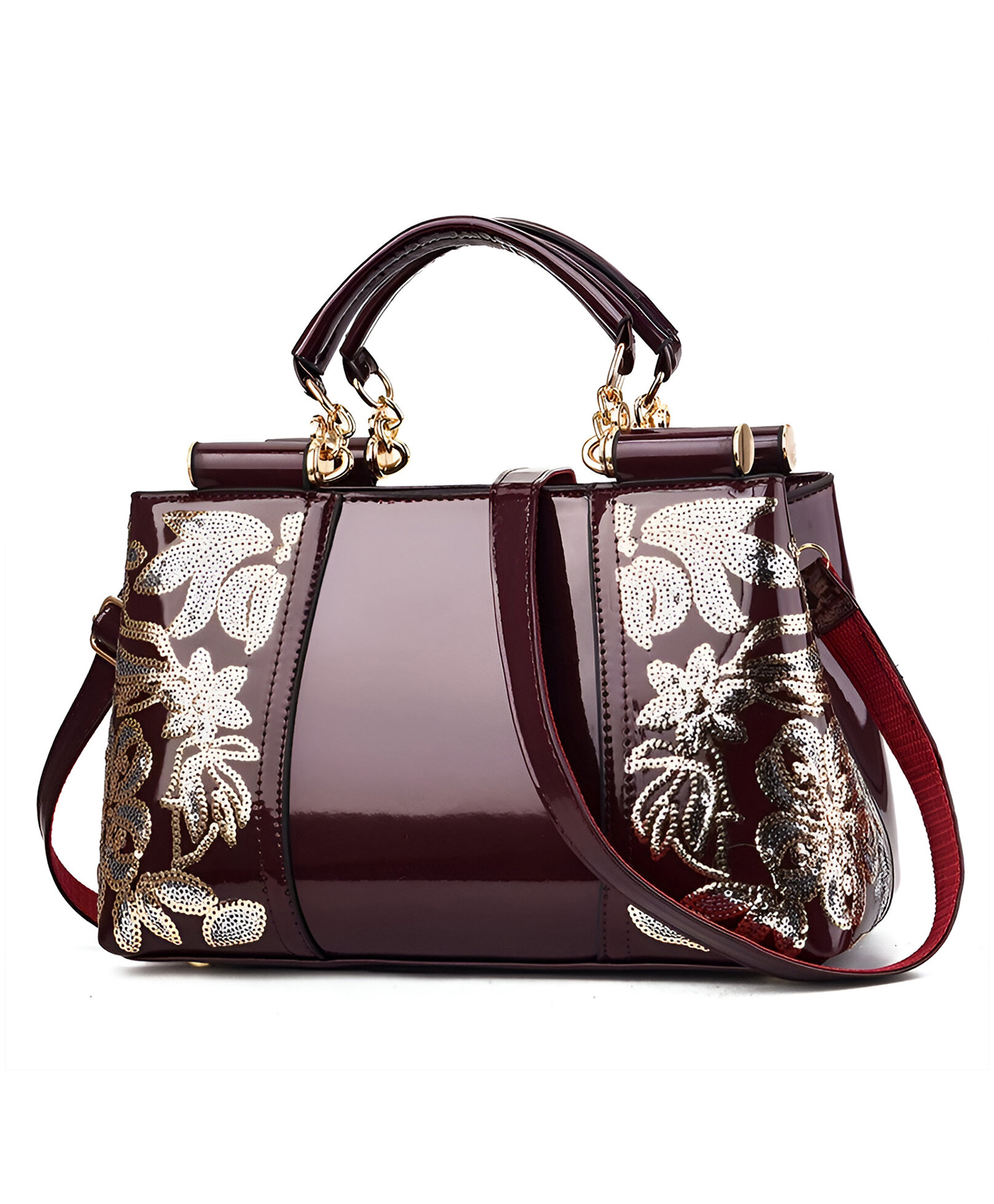 SYGA Women's Cross Border Handbag With Retro Birkin Style held large-capacity shoulder messenger bag(Burgundy)-picture-11