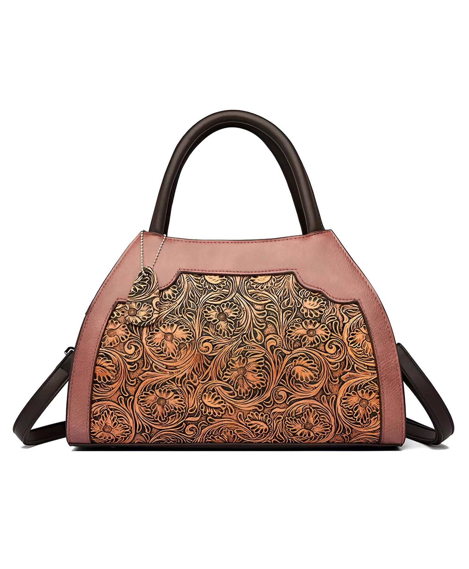 SYGA Women Vintage Embossed Tote Handbag Elegant Pillow Shaped Shoulder Bag with Zipper Closure(Purple)-image-32