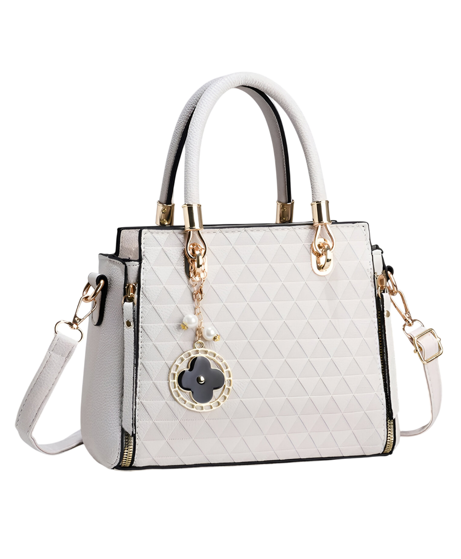 SYGA Women's Large Capacity Handbag Fashionable One-Shoulder & Crossbody Bag with Elegant Charm Pendant(Beige)-image-26