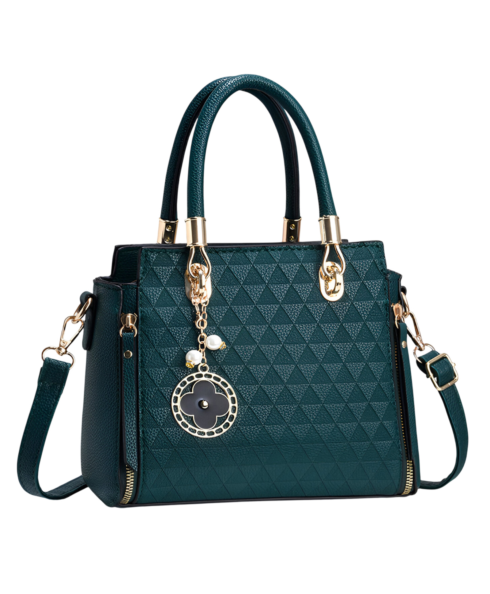 SYGA Women's Large Capacity Handbag Fashionable One-Shoulder & Crossbody Bag with Elegant Charm Pendant(Green)-image-38