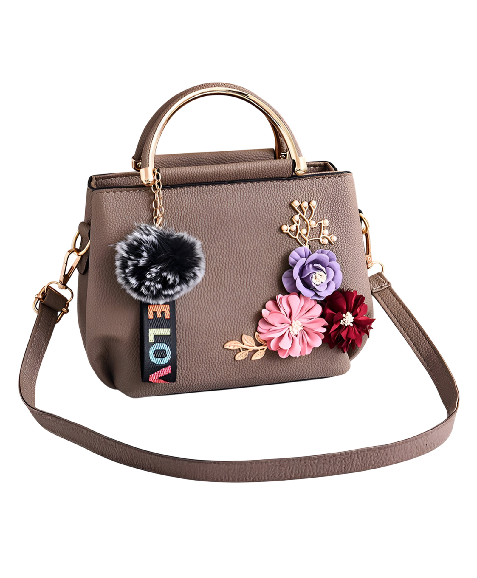 SYGA Women's Fashion Handbag 3D Flower Design One-Shoulder & Crossbody Bag Elegant & Versatile Purse for Daily Use(Khaki)-image-11