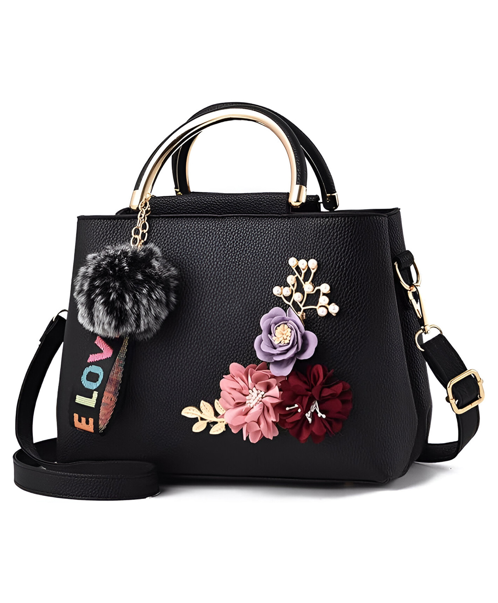 SYGA Women's Fashion Handbag 3D Flower Design One-Shoulder & Crossbody Bag Elegant & Versatile Purse for Daily Use(Black)-picture-16