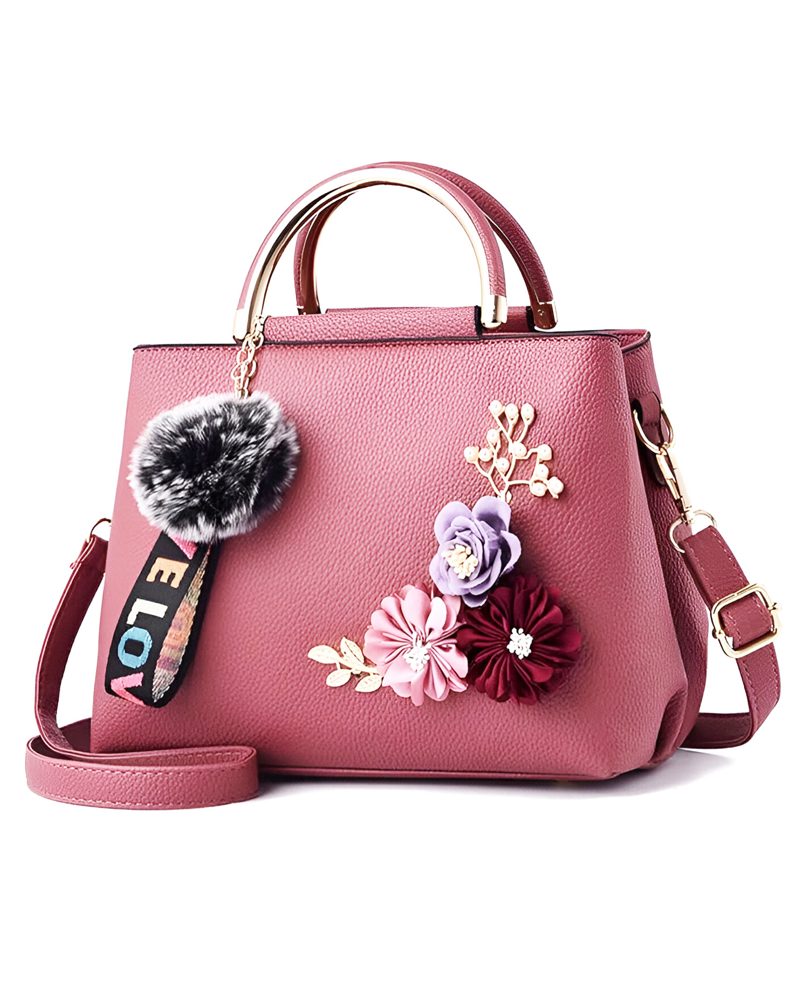SYGA Women's Fashion Handbag 3D Flower Design One-Shoulder & Crossbody Bag Elegant & Versatile Purse for Daily Use(Pink)-image-8