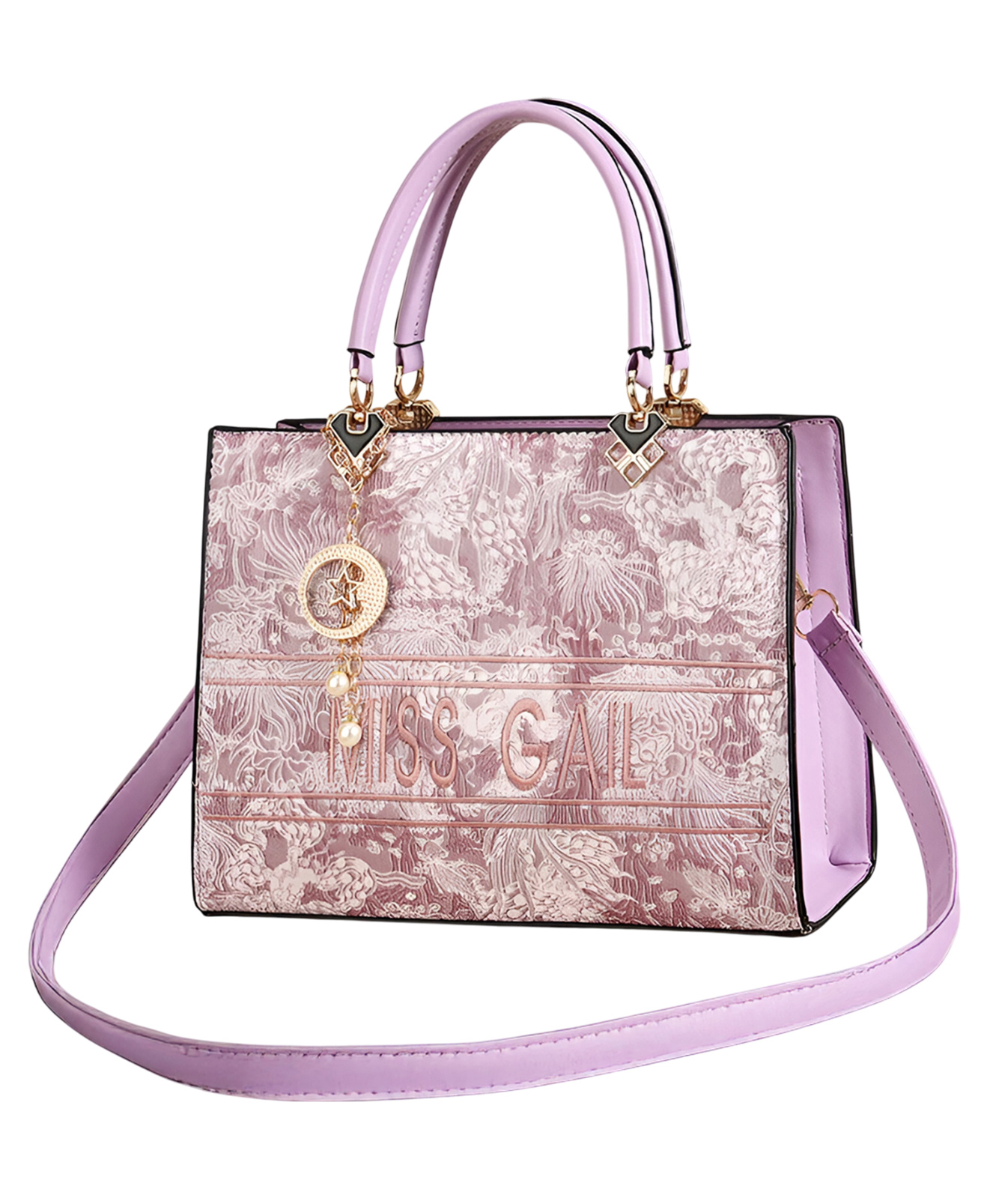 SYGA Elegant Floral Embossed Handbag for Women Tote with Gold Accents (Purple)-image-49