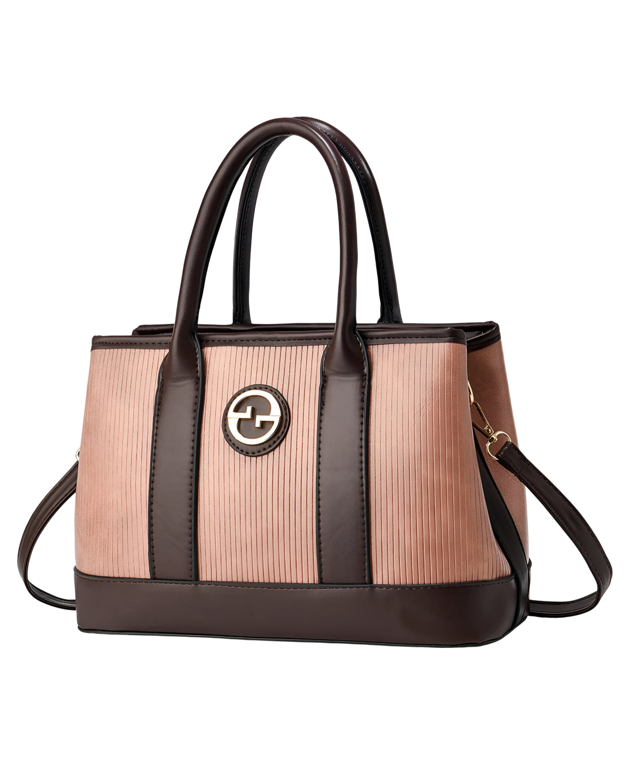 SYGA Women's Handbag | Tote Bag with Dual Tone Ribbed Texture | Elegant Shoulder Bag for Office & Casual Use (Pink)-image-22
