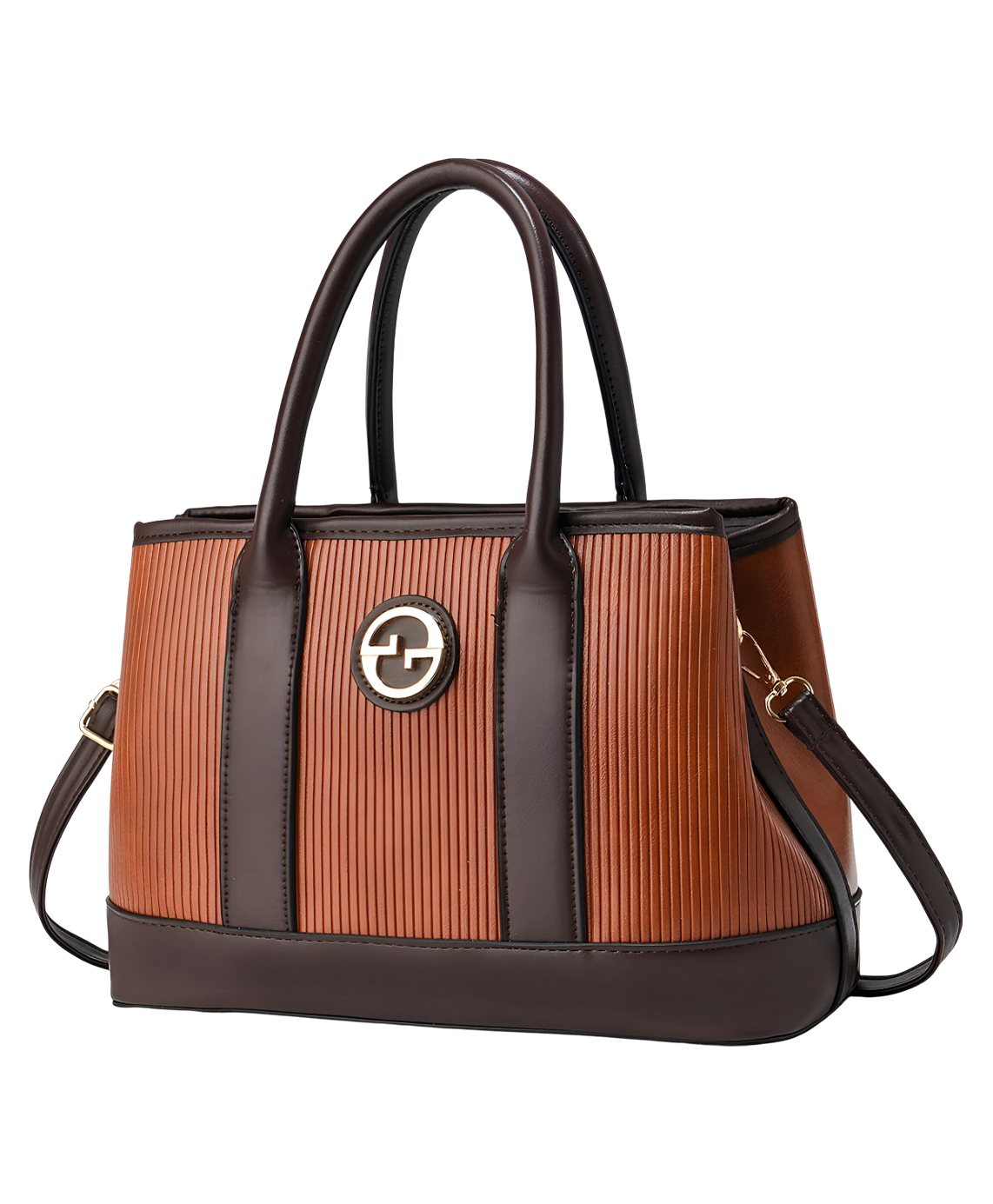 SYGA Women's Handbag | Tote Bag with Dual Tone Ribbed Texture | Elegant Shoulder Bag for Office & Casual Use (Brown)-picture-38