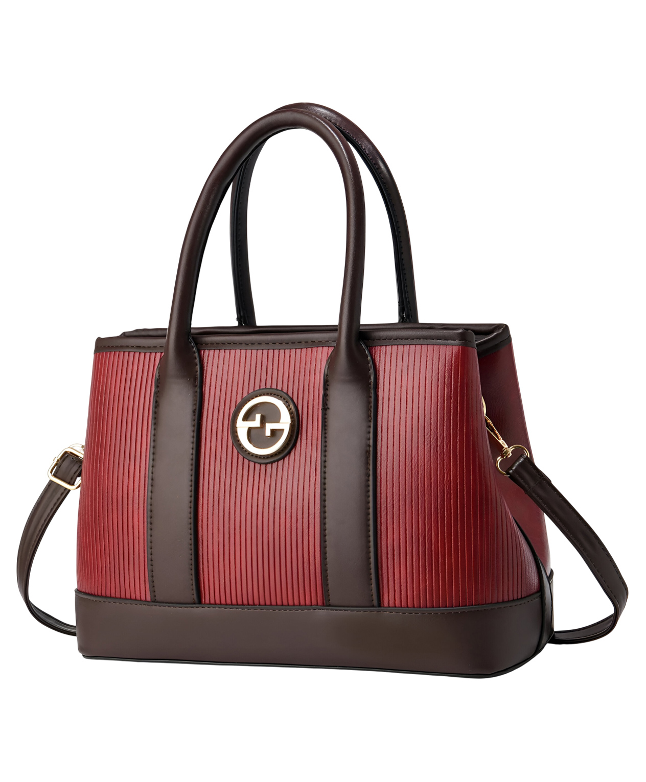 SYGA Women's Handbag | Tote Bag with Dual Tone Ribbed Texture | Elegant Shoulder Bag for Office & Casual Use (Red)-picture-39
