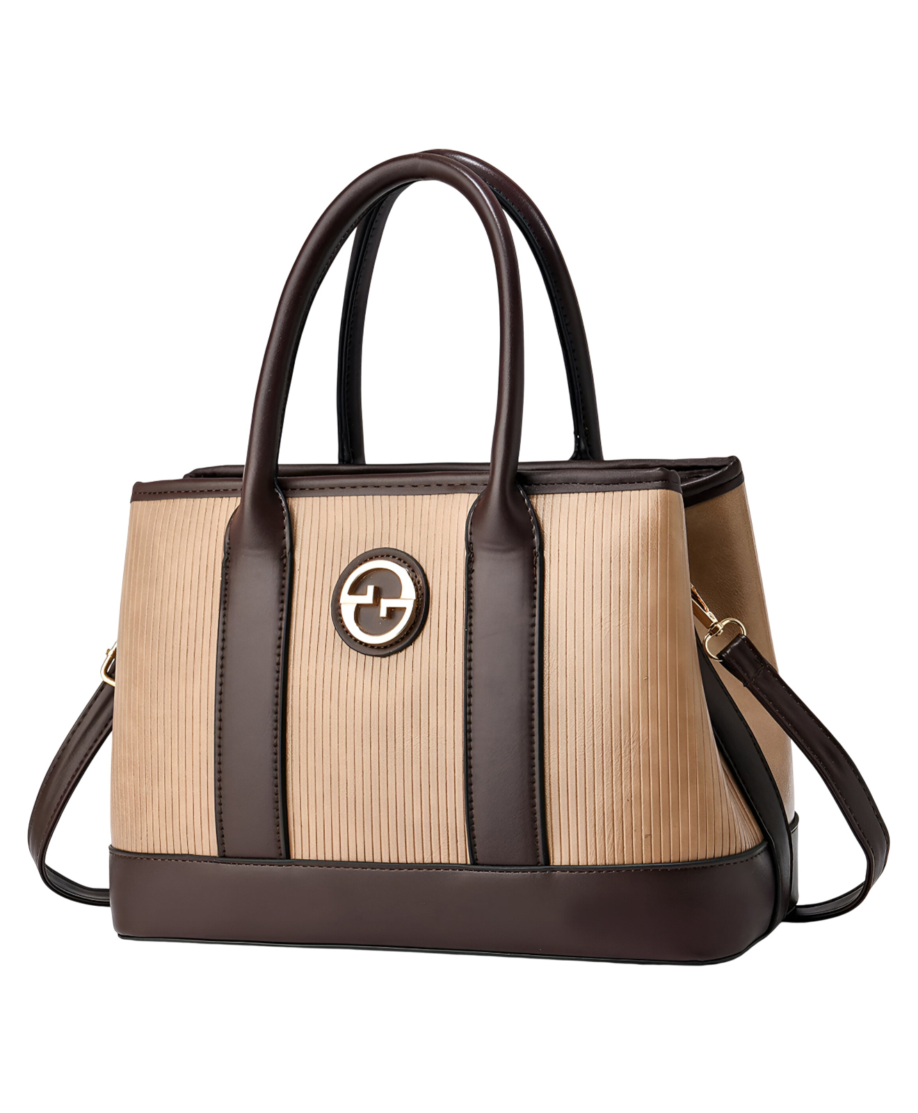 SYGA Women's Handbag | Tote Bag with Dual Tone Ribbed Texture | Elegant Shoulder Bag for Office & Casual Use (Khaki)-image-40