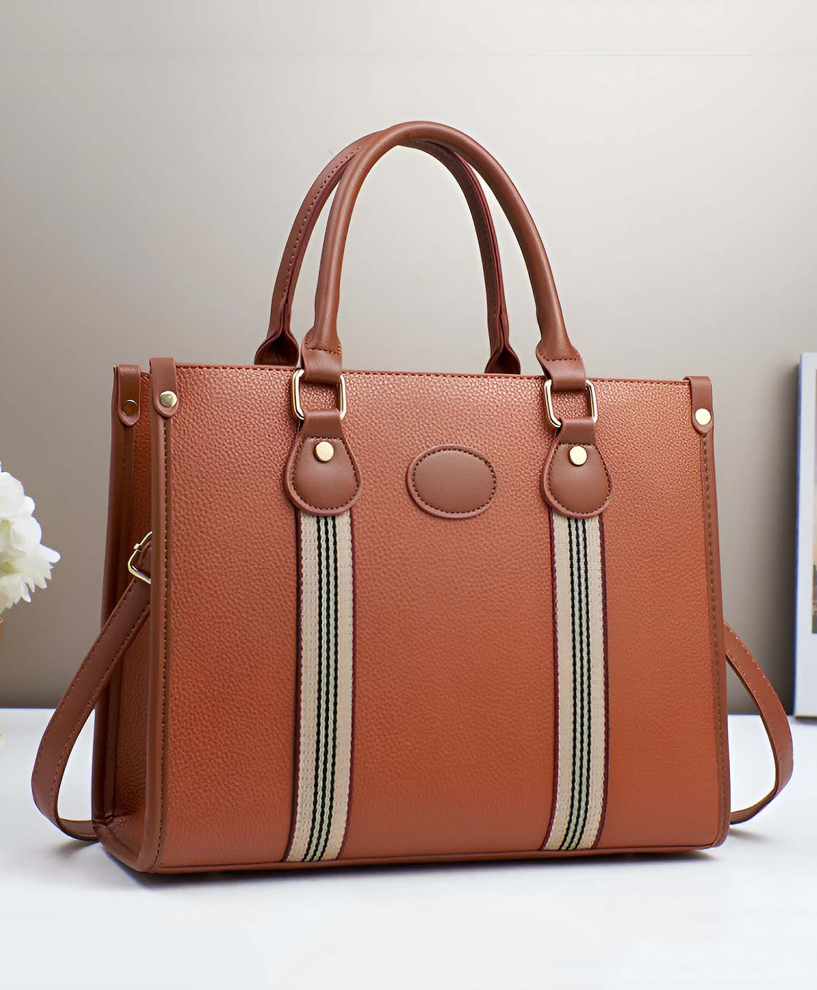 SYGA Elegant Vertical Square Handbag for Women Stylish & Practical (Light Brown)-image-39