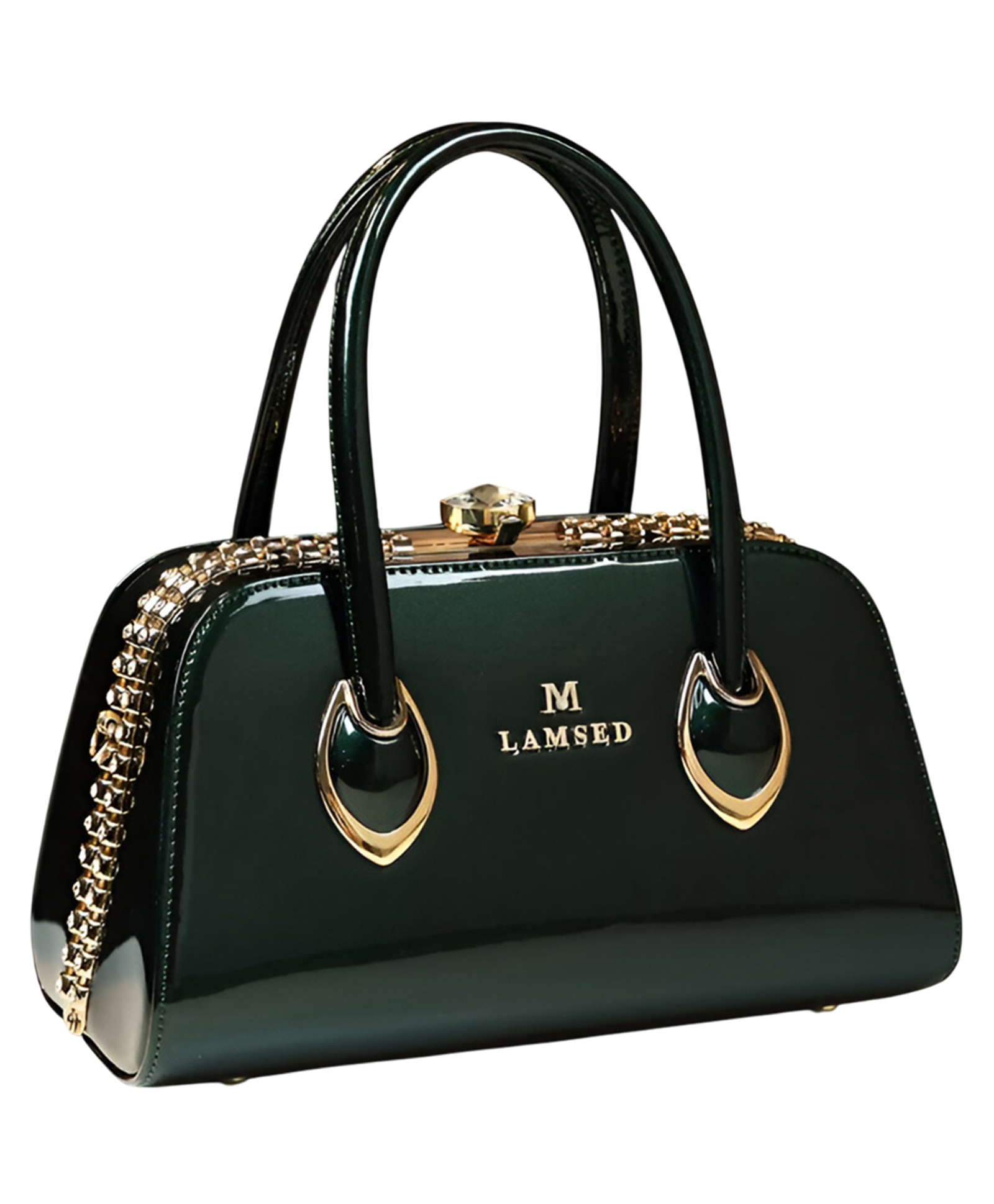 SYGA Women's Luxury Handbag | Diamond Lock & Chain Detail | Elegant Shoulder & Messenger Purse(Green)-picture-25