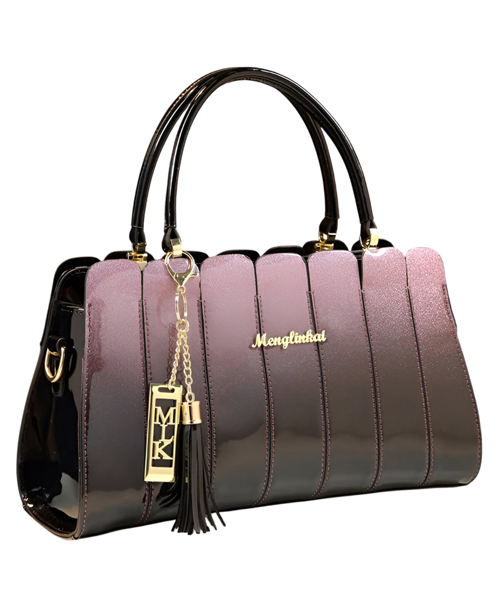 SYGA Elegant Color Contrast Tote Bag Horizontal Square Medium-Soft Handbag with Design for Everyday Use(Purple)-image-2